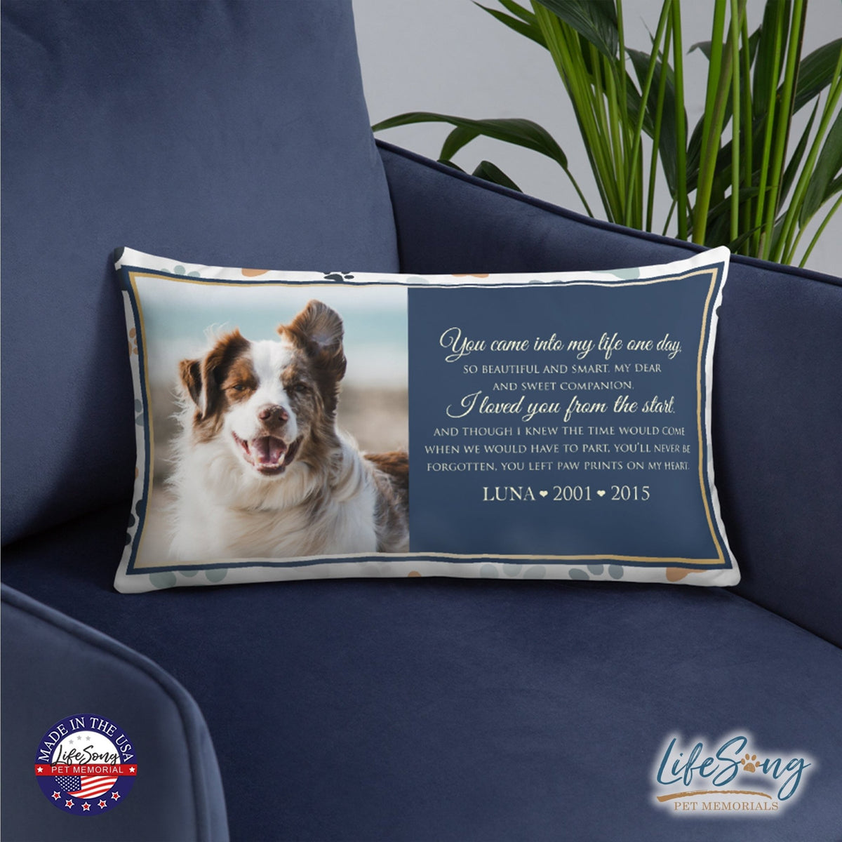 Personalized Pet Memorial Printed Throw Pillow - You Came Into My Life One Day - LifeSong Milestones