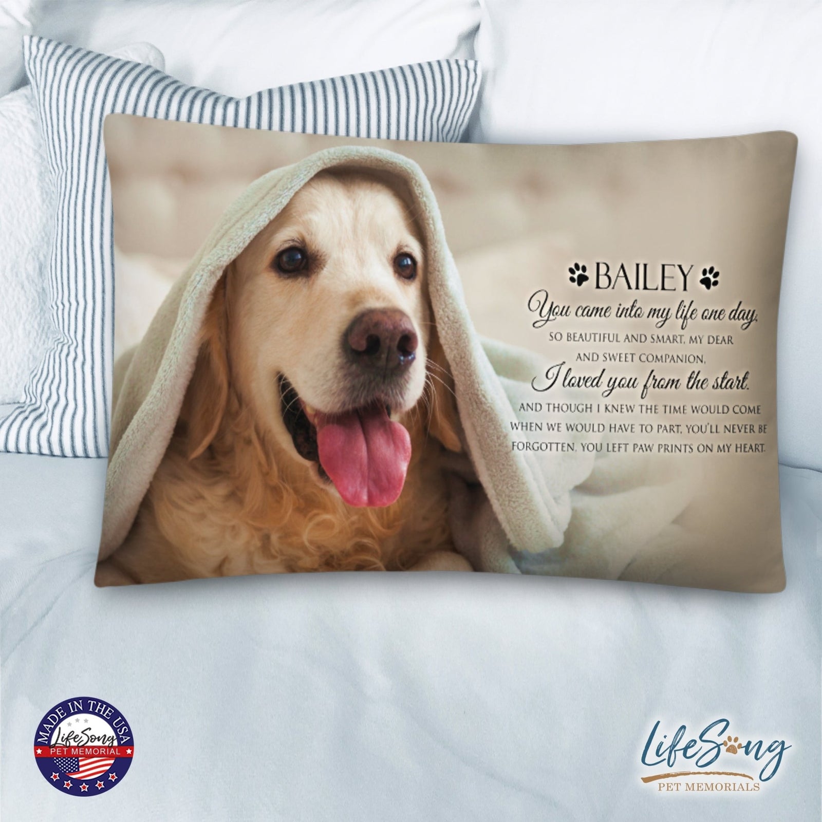 Personalized Pet Memorial Printed Throw Pillow - You Came Into My Life One Day - LifeSong Milestones