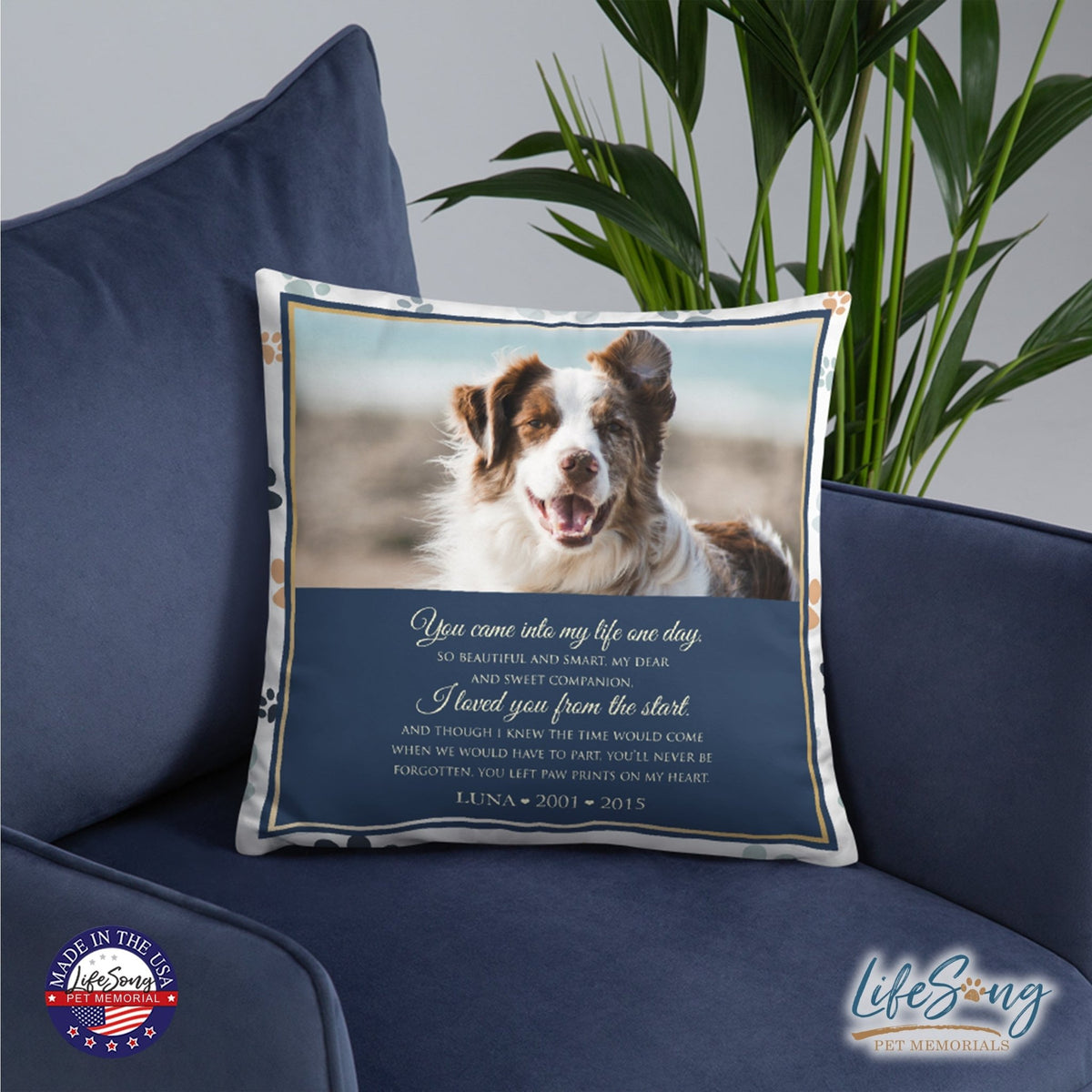 Personalized Pet Memorial Printed Throw Pillow - You Came Into My Life One Day - LifeSong Milestones