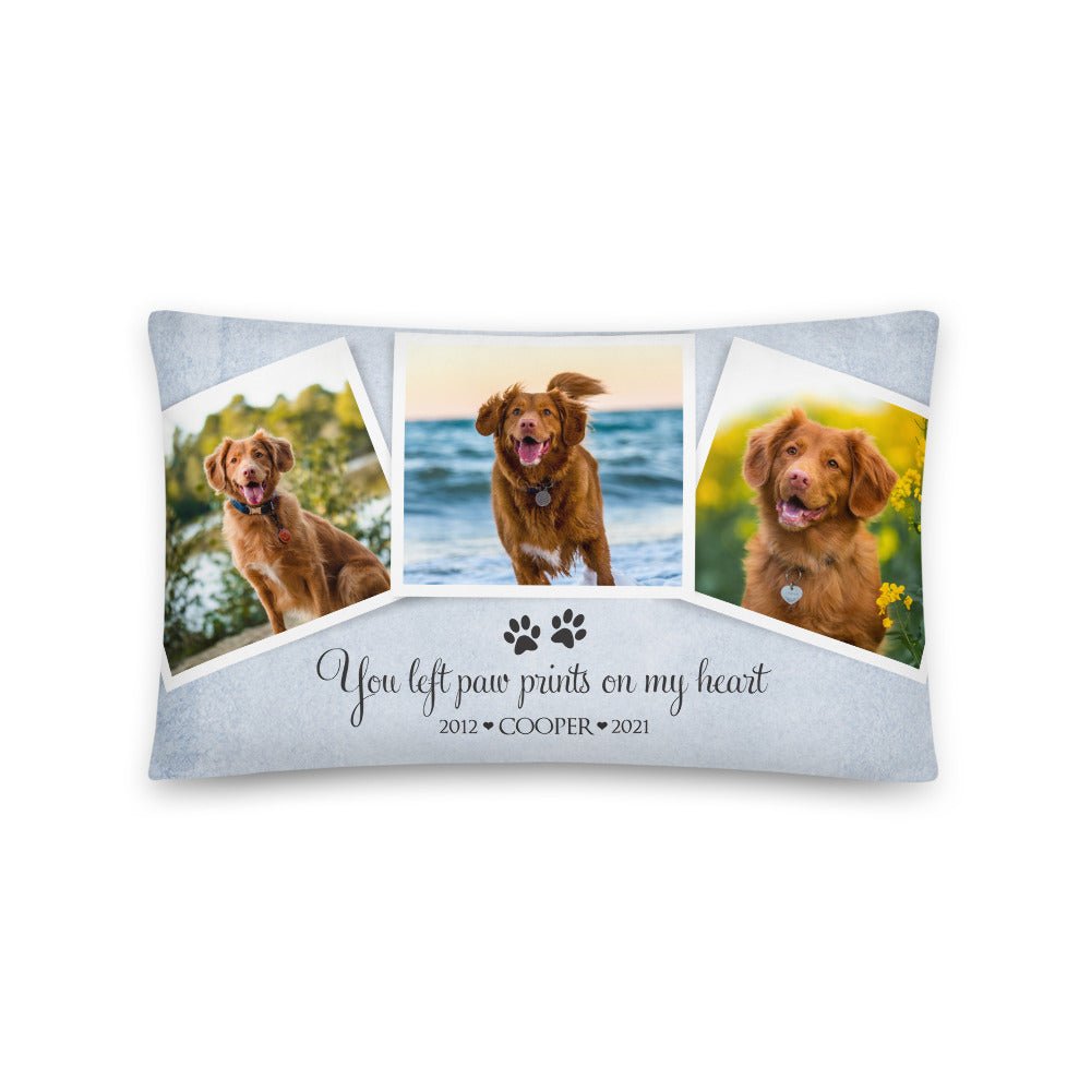 Personalized Pet Memorial Printed Throw Pillow - You Left Paw Prints On My Heart - LifeSong Milestones