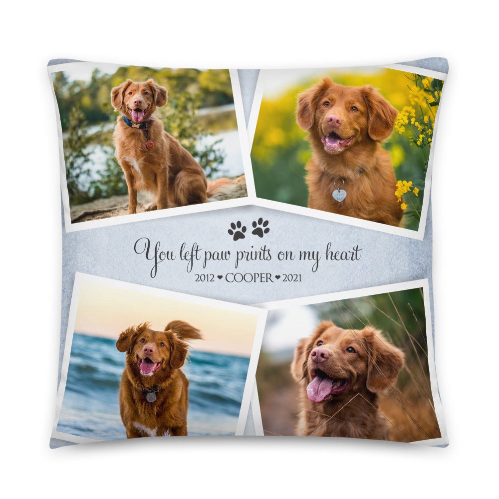 Personalized Pet Memorial Printed Throw Pillow - You Left Paw Prints On My Heart - LifeSong Milestones