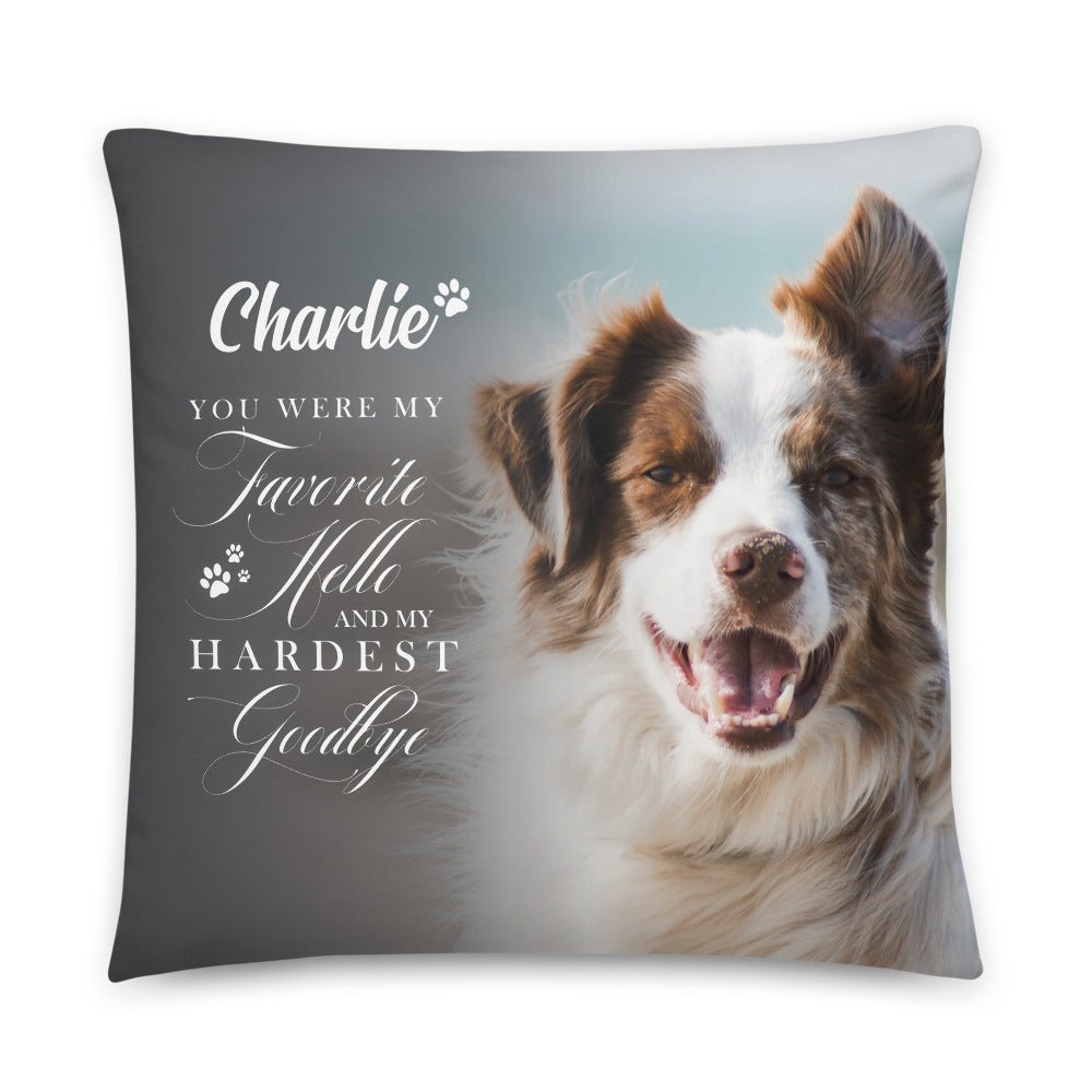 Personalized Pet Memorial Printed Throw Pillow - You Were My Favorite Hello - LifeSong Milestones