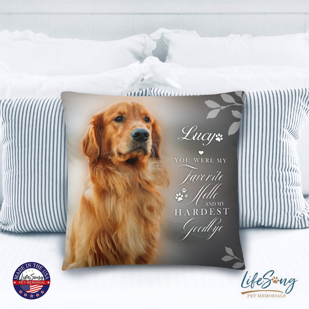 Personalized Pet Memorial Printed Throw Pillow - You Were My Favorite Hello - LifeSong Milestones