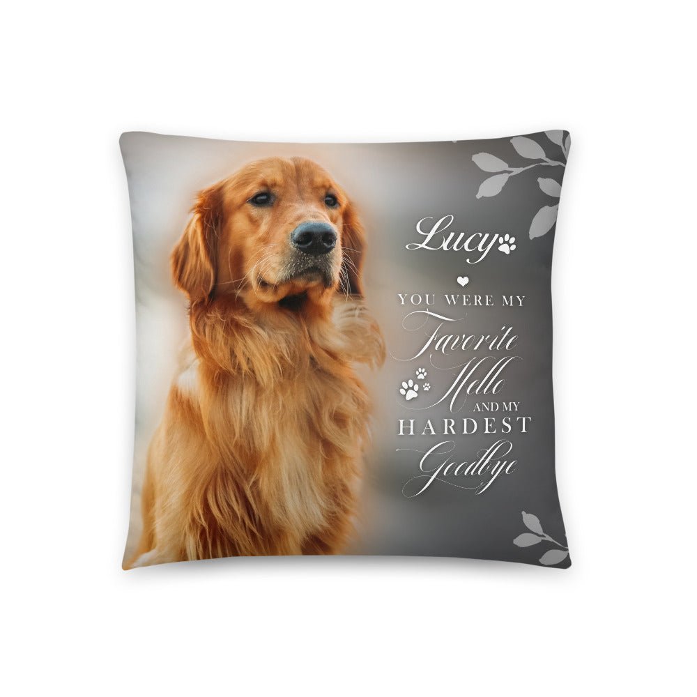 Personalized Pet Memorial Printed Throw Pillow - You Were My Favorite Hello - LifeSong Milestones