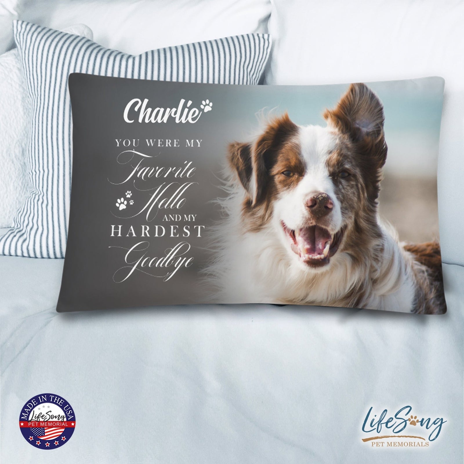 Personalized Pet Memorial Printed Throw Pillow - You Were My Favorite Hello - LifeSong Milestones