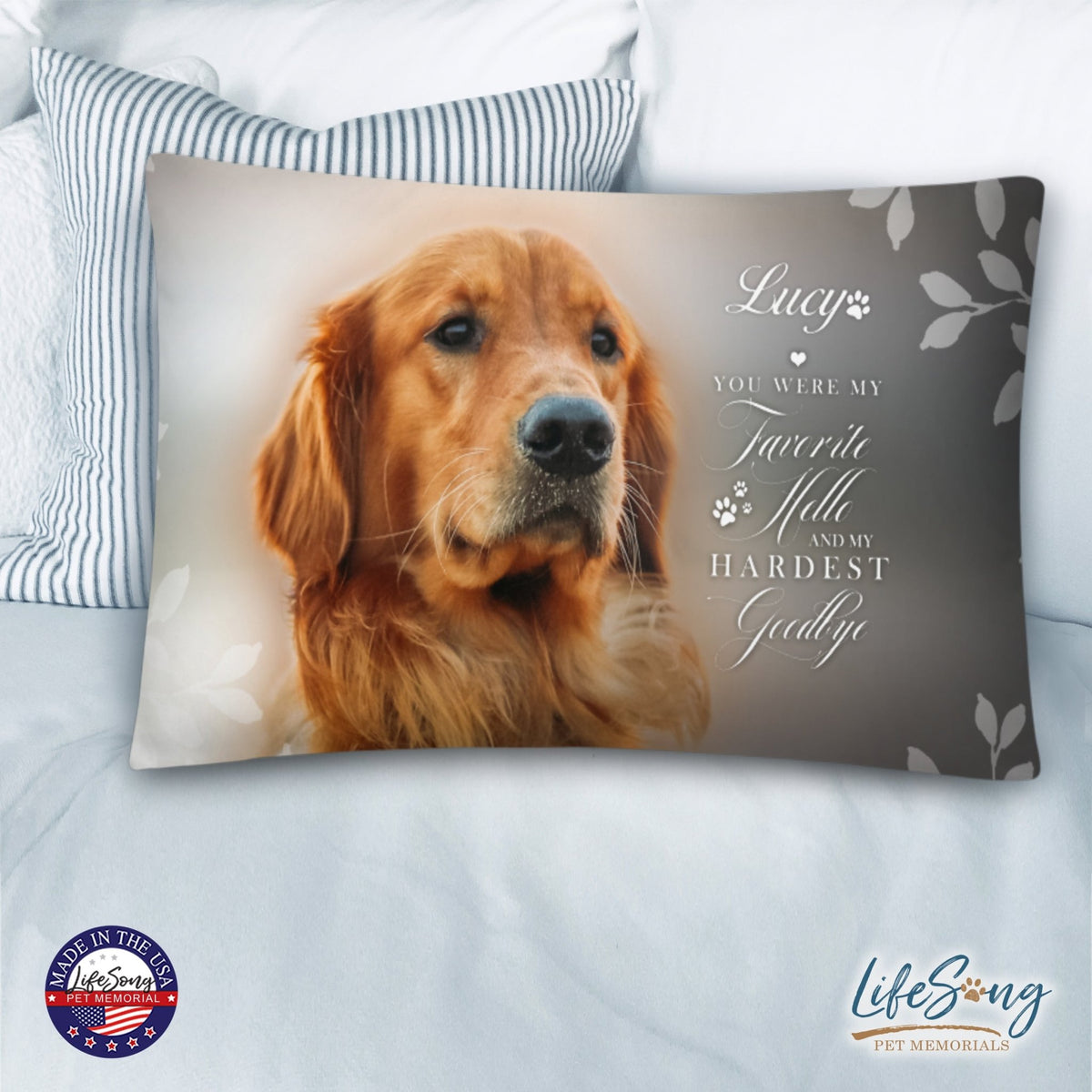 Personalized Pet Memorial Printed Throw Pillow - You Were My Favorite Hello - LifeSong Milestones