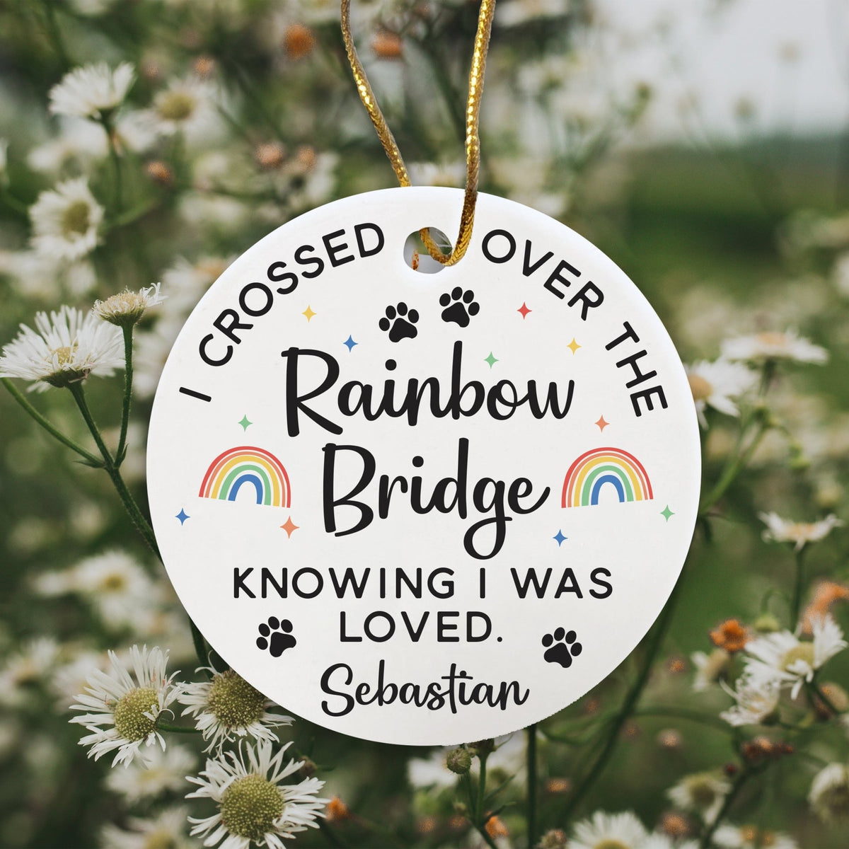 Personalized Pet Memorial “Rainbow Bridge” Ceramic Round Ornament Bereavement Sympathy Gift For The Loss Of Pet - LifeSong Milestones