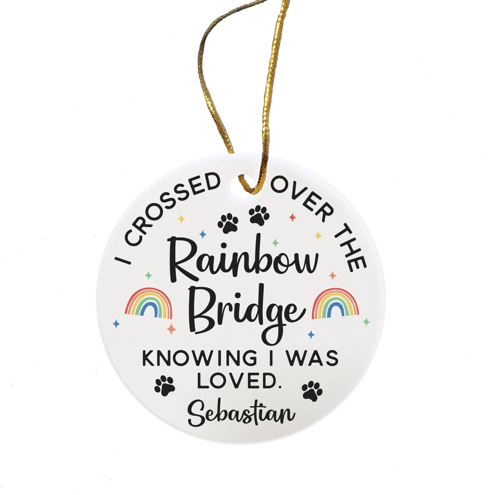 Personalized Pet Memorial “Rainbow Bridge” Ceramic Round Ornament Bereavement Sympathy Gift For The Loss Of Pet - LifeSong Milestones