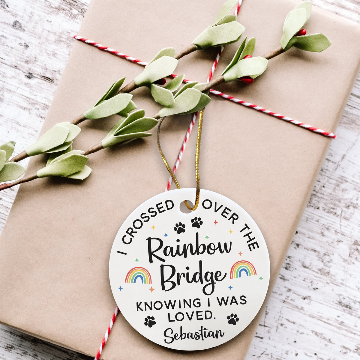 Personalized Pet Memorial “Rainbow Bridge” Ceramic Round Ornament Bereavement Sympathy Gift For The Loss Of Pet - LifeSong Milestones