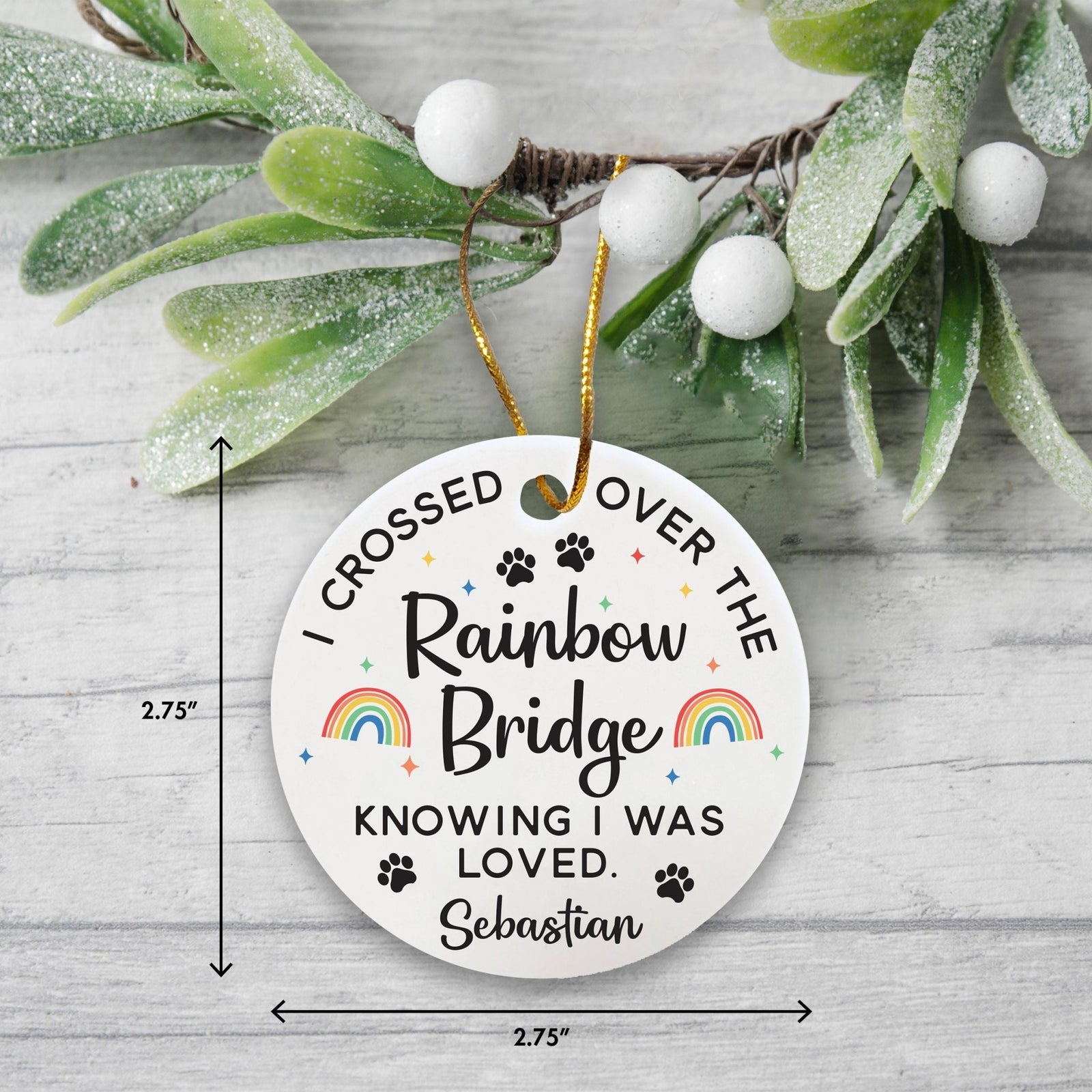 Personalized Pet Memorial “Rainbow Bridge” Ceramic Round Ornament Bereavement Sympathy Gift For The Loss Of Pet - LifeSong Milestones