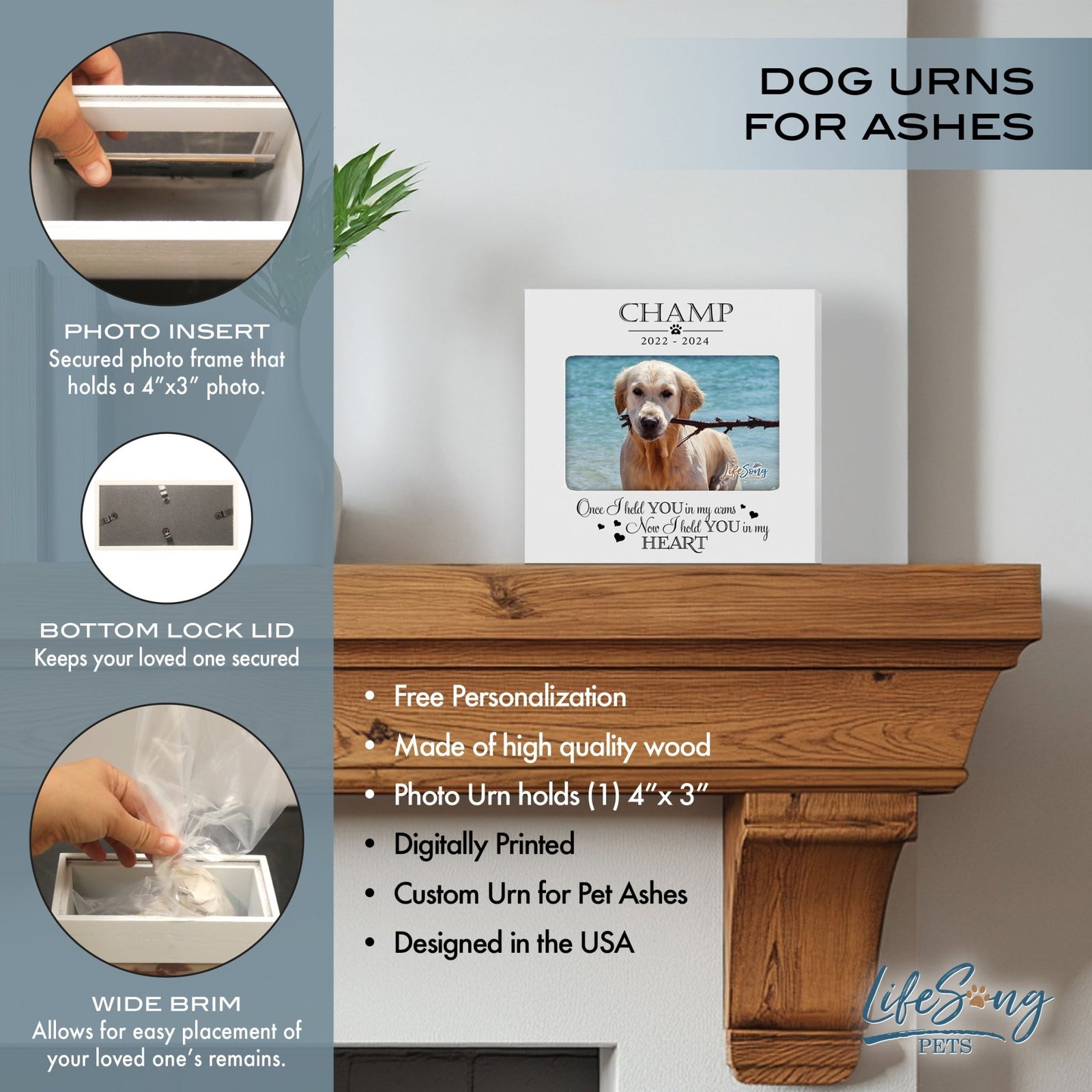Personalized Pet Urn with Photo Display – Cherish Your Dog or Cat Forever - Once I Held You - LifeSong Milestones