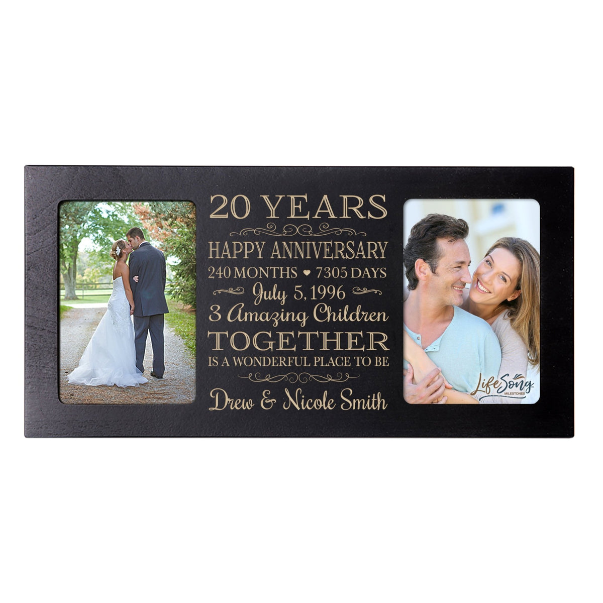 Personalized Picture Frame for Couples 20th Wedding Anniversary Decorations - LifeSong Milestones