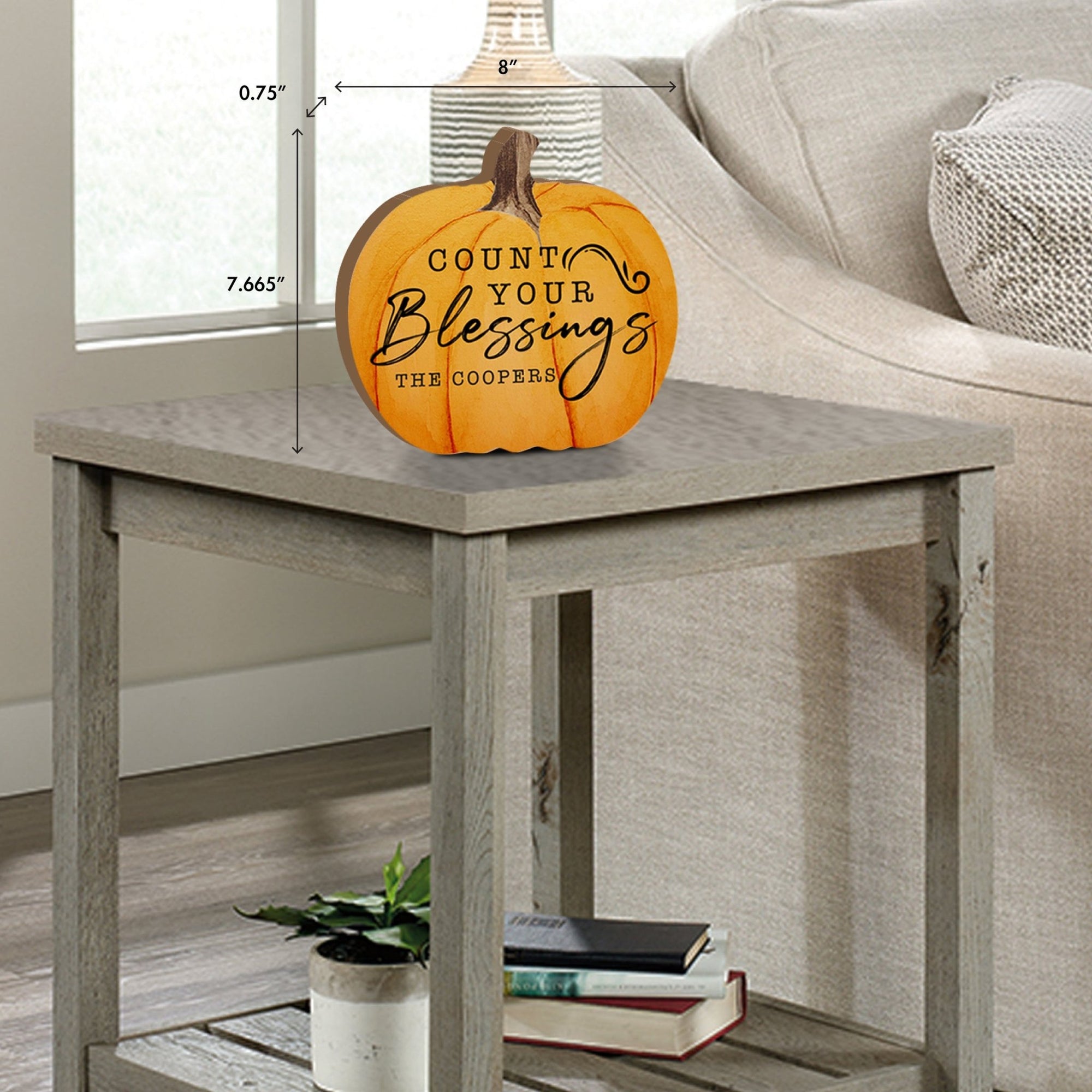 Personalized Pumpkin shelf decor Decorative Home Décor - Count Your Blessings - LifeSong Milestones