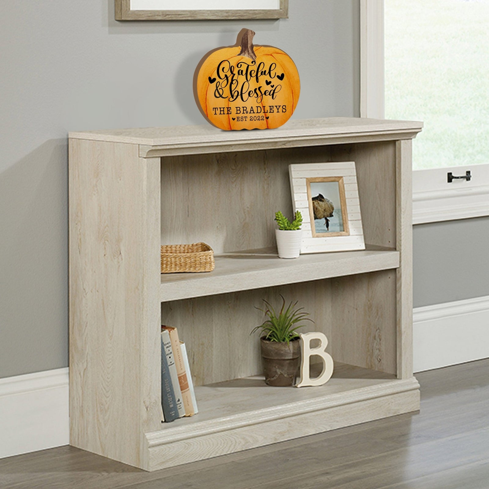 Personalized Pumpkin shelf decor Decorative Home Décor - Grateful & Blessed - LifeSong Milestones