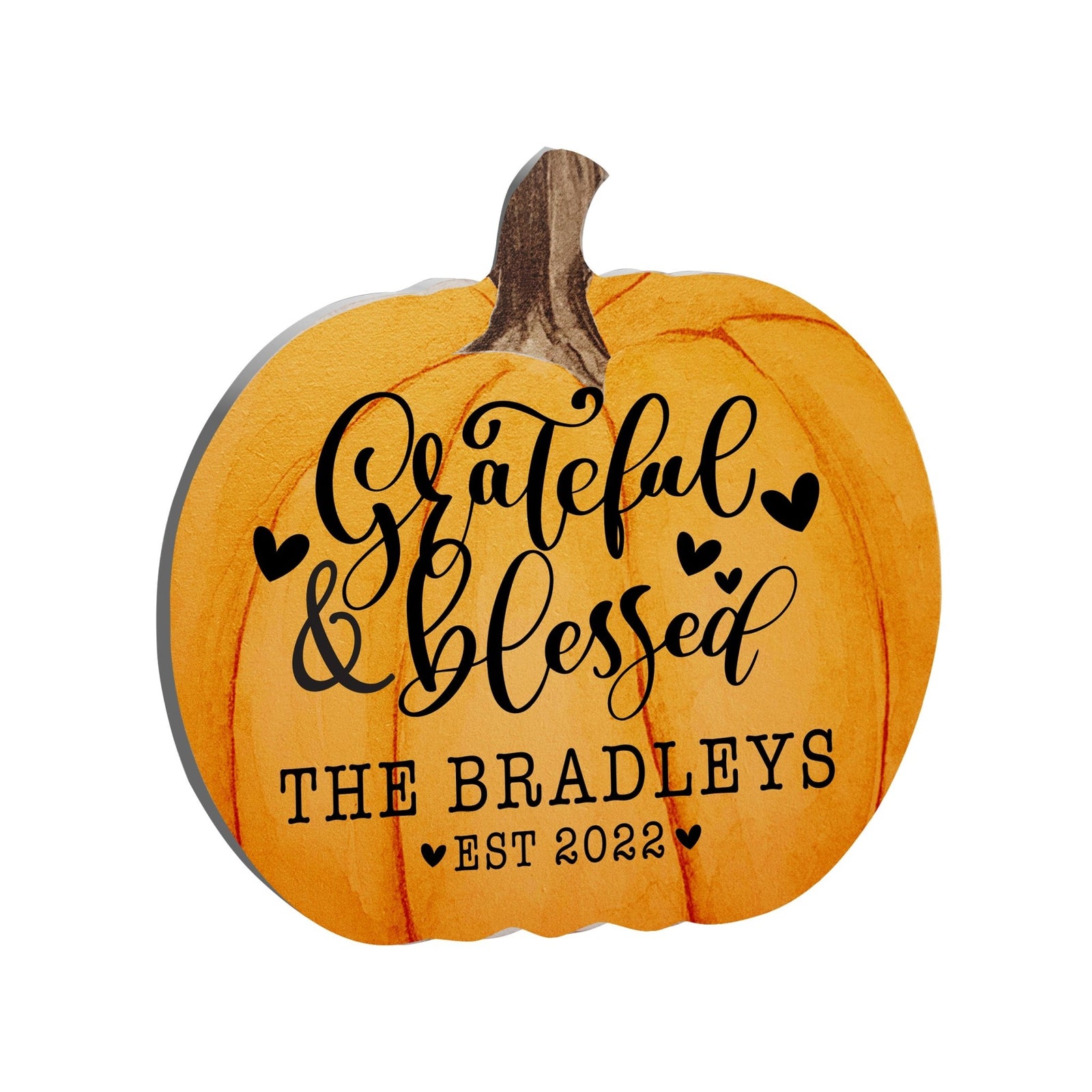 Personalized Pumpkin shelf decor Decorative Home Décor - Grateful & Blessed - LifeSong Milestones