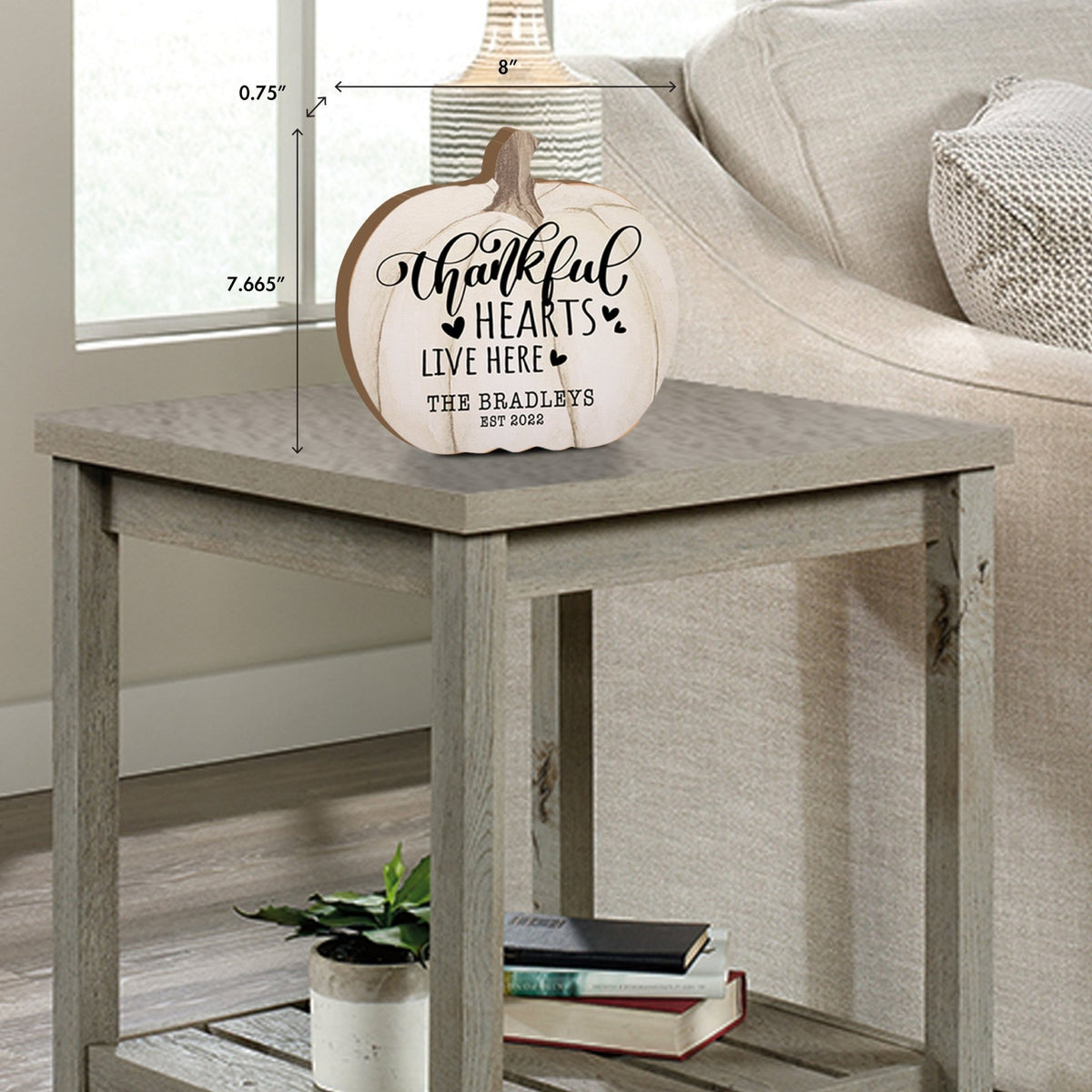 Personalized Pumpkin shelf decor Decorative Home Décor - Thankful Hearts - LifeSong Milestones