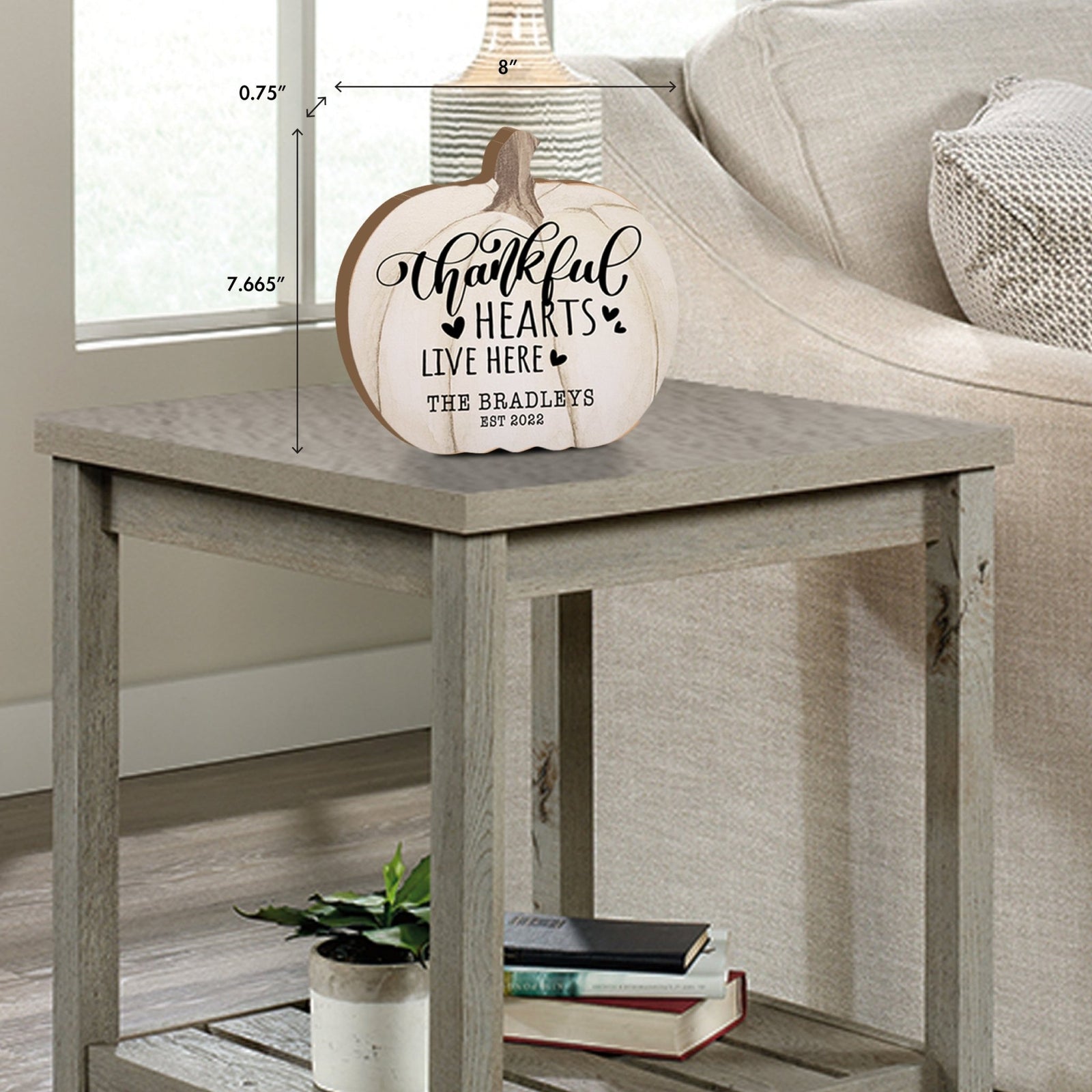 Personalized Pumpkin shelf decor Decorative Home Décor - Thankful Hearts - LifeSong Milestones