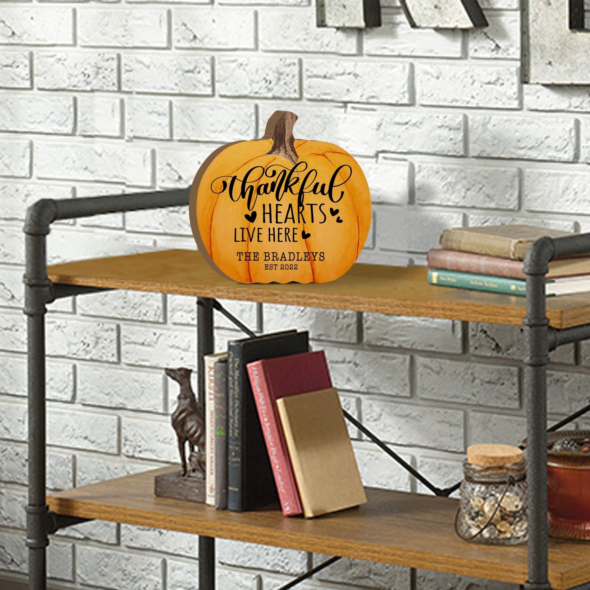 Personalized Pumpkin shelf decor Decorative Home Décor - Thankful Hearts - LifeSong Milestones