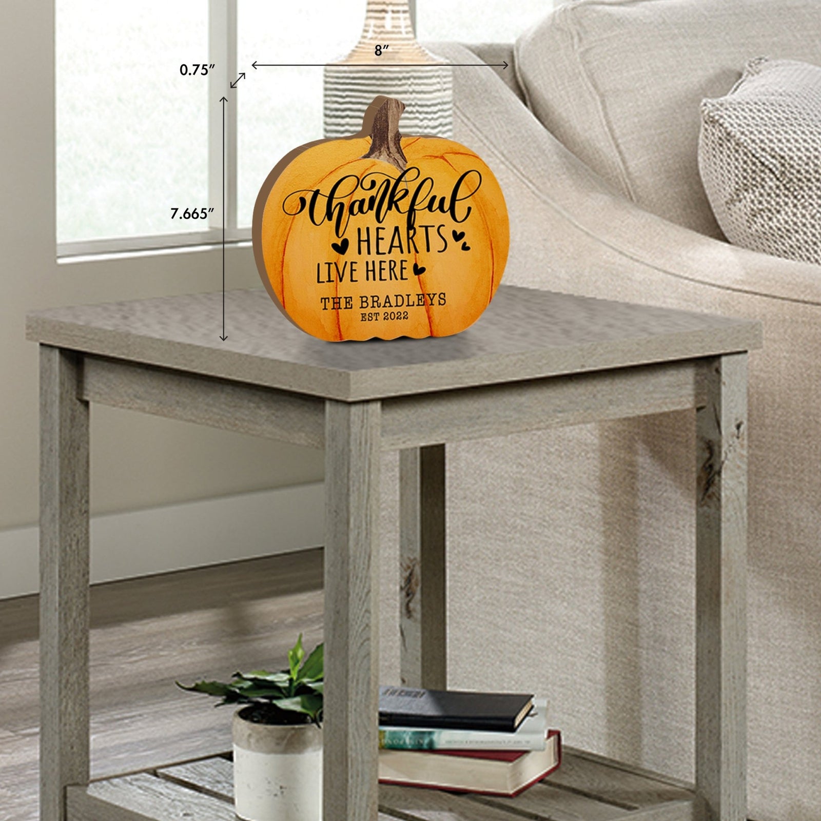 Personalized Pumpkin shelf decor Decorative Home Décor - Thankful Hearts - LifeSong Milestones