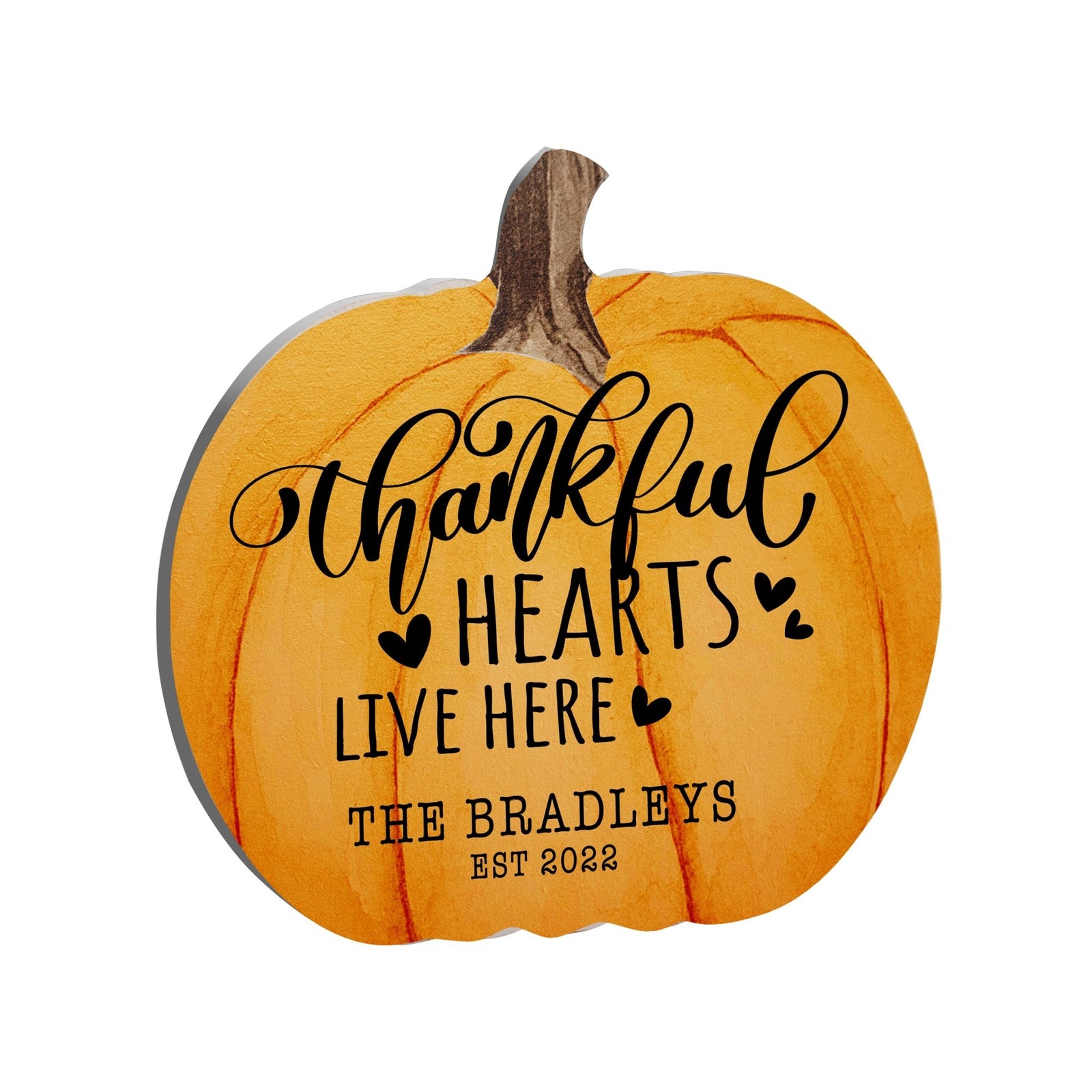 Personalized Pumpkin shelf decor Decorative Home Décor - Thankful Hearts - LifeSong Milestones
