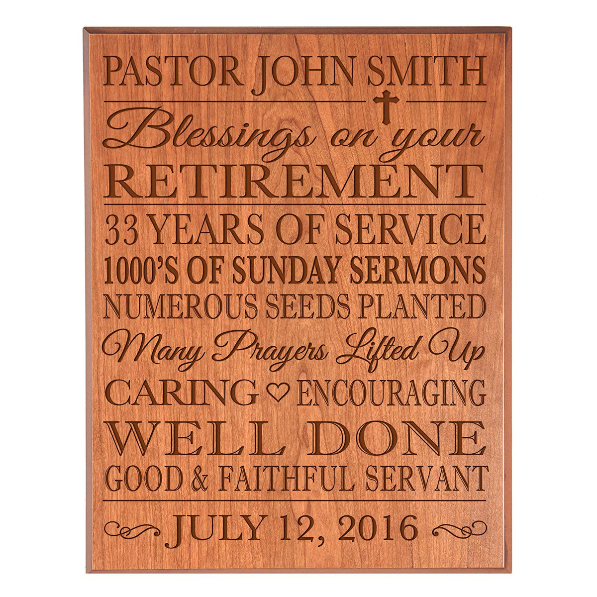 Personalized Retirement Gift Plaque For Men And Women - Religious - LifeSong Milestones