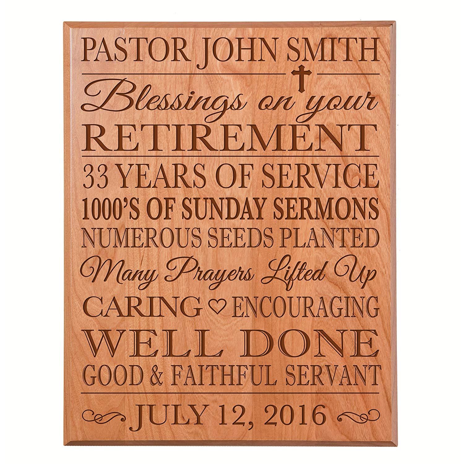 Personalized Retirement Gift Plaque For Men And Women - Religious - LifeSong Milestones