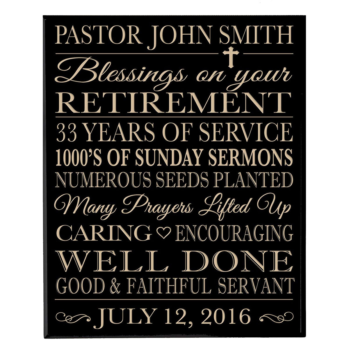 Personalized Retirement Gift Plaque For Men And Women - Religious - LifeSong Milestones