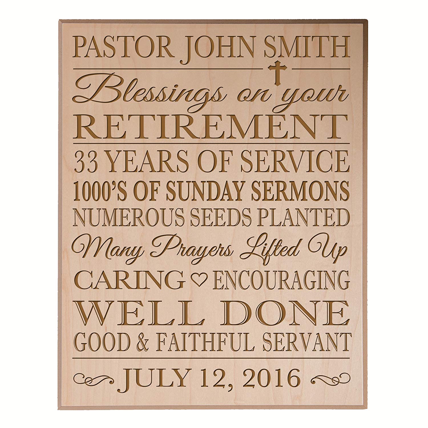 Personalized Retirement Gift Plaque For Men And Women - Religious - LifeSong Milestones