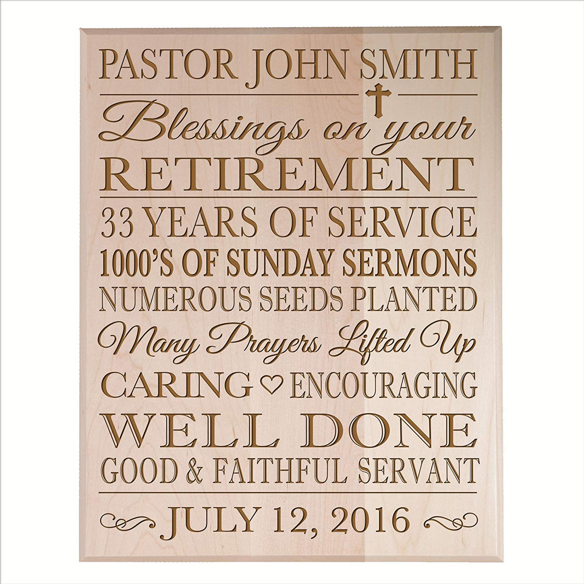 Personalized Retirement Gift Plaque For Men And Women - Religious - LifeSong Milestones