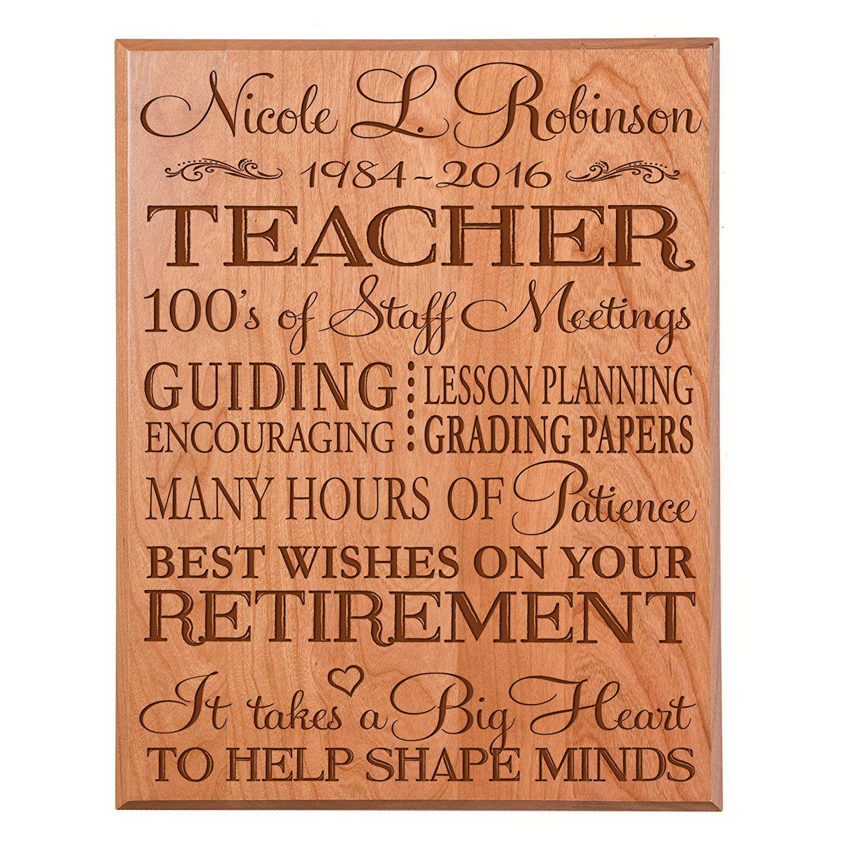 Personalized Retirement Gift Plaque For Men And Women - Teacher - LifeSong Milestones
