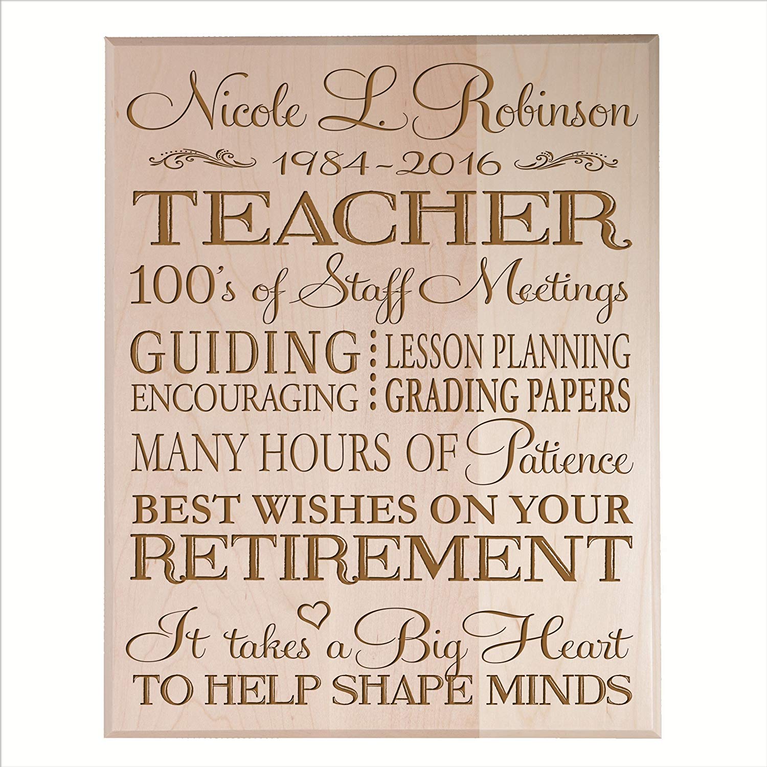 Personalized Retirement Gift Plaque For Men And Women - Teacher - LifeSong Milestones