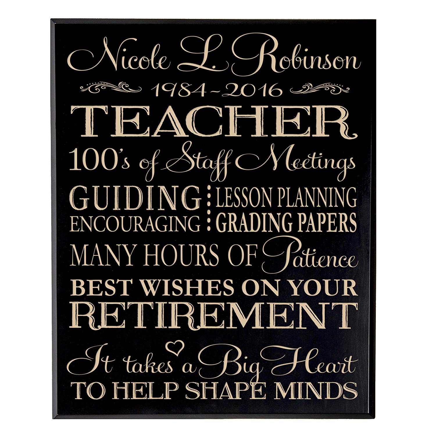 Personalized Retirement Gift Plaque For Men And Women - Teacher - LifeSong Milestones