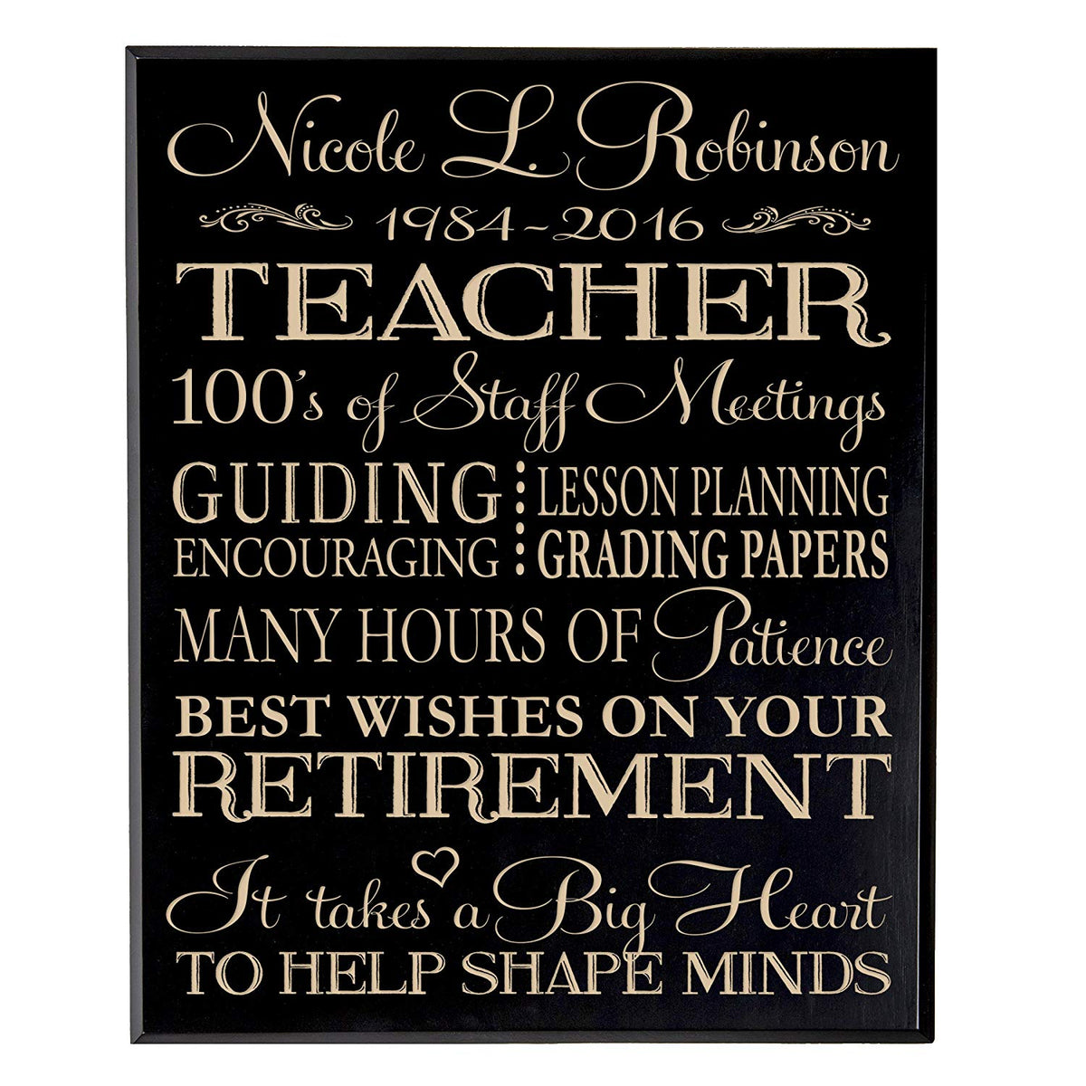 Personalized Retirement Gift Plaque For Men And Women - Teacher - LifeSong Milestones
