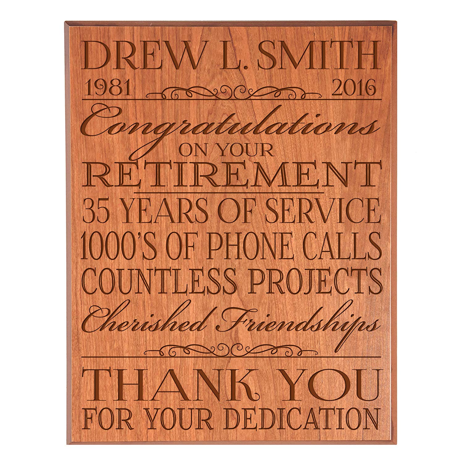 Personalized Retirement Gift Plaque For Men and Women - Thank You - LifeSong Milestones