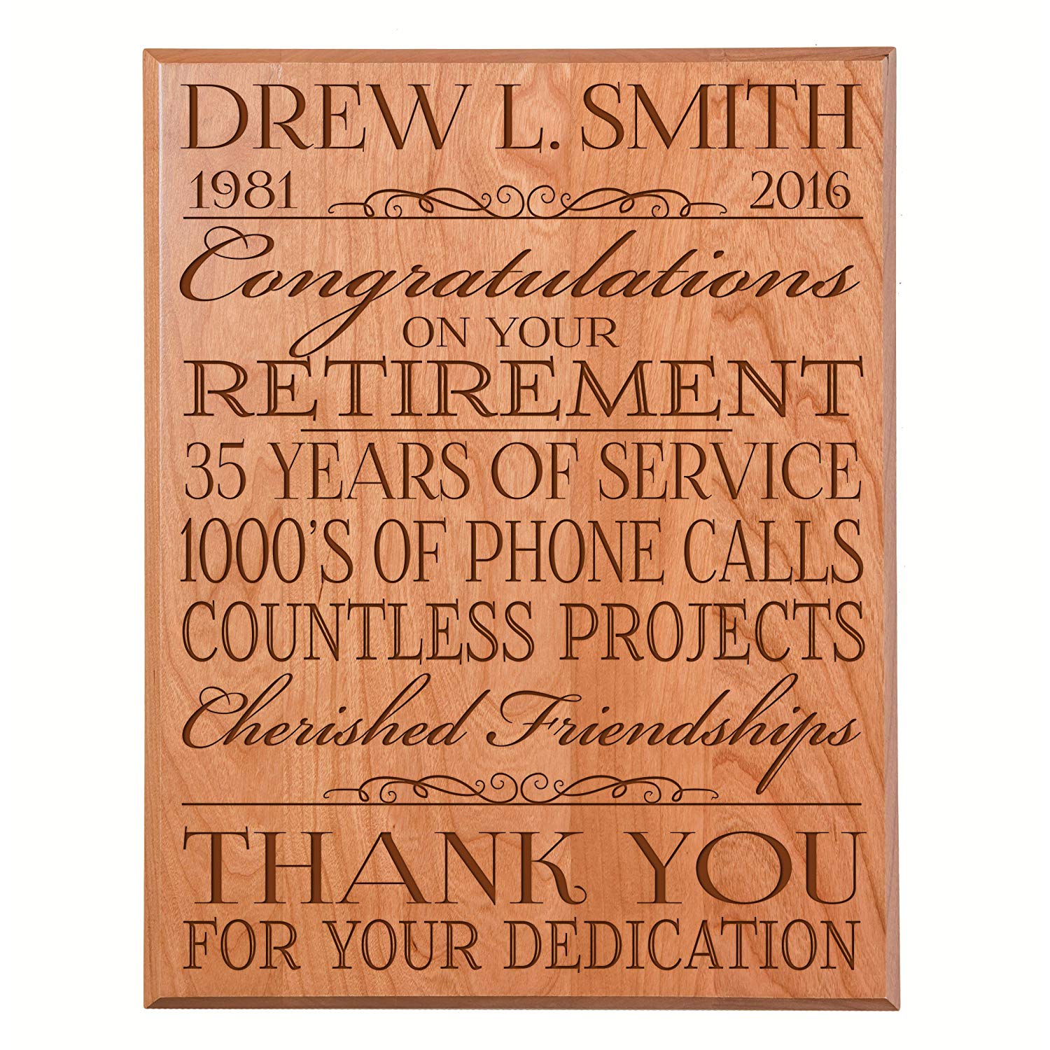 Personalized Retirement Gift Plaque For Men and Women - Thank You - LifeSong Milestones