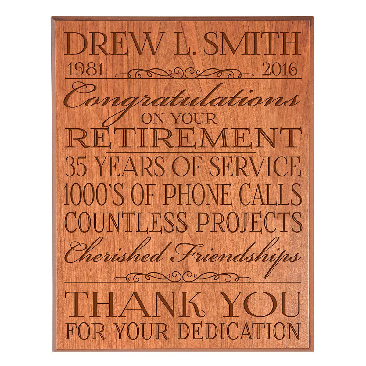 Personalized Retirement Gift Plaque For Men and Women - Thank You - LifeSong Milestones