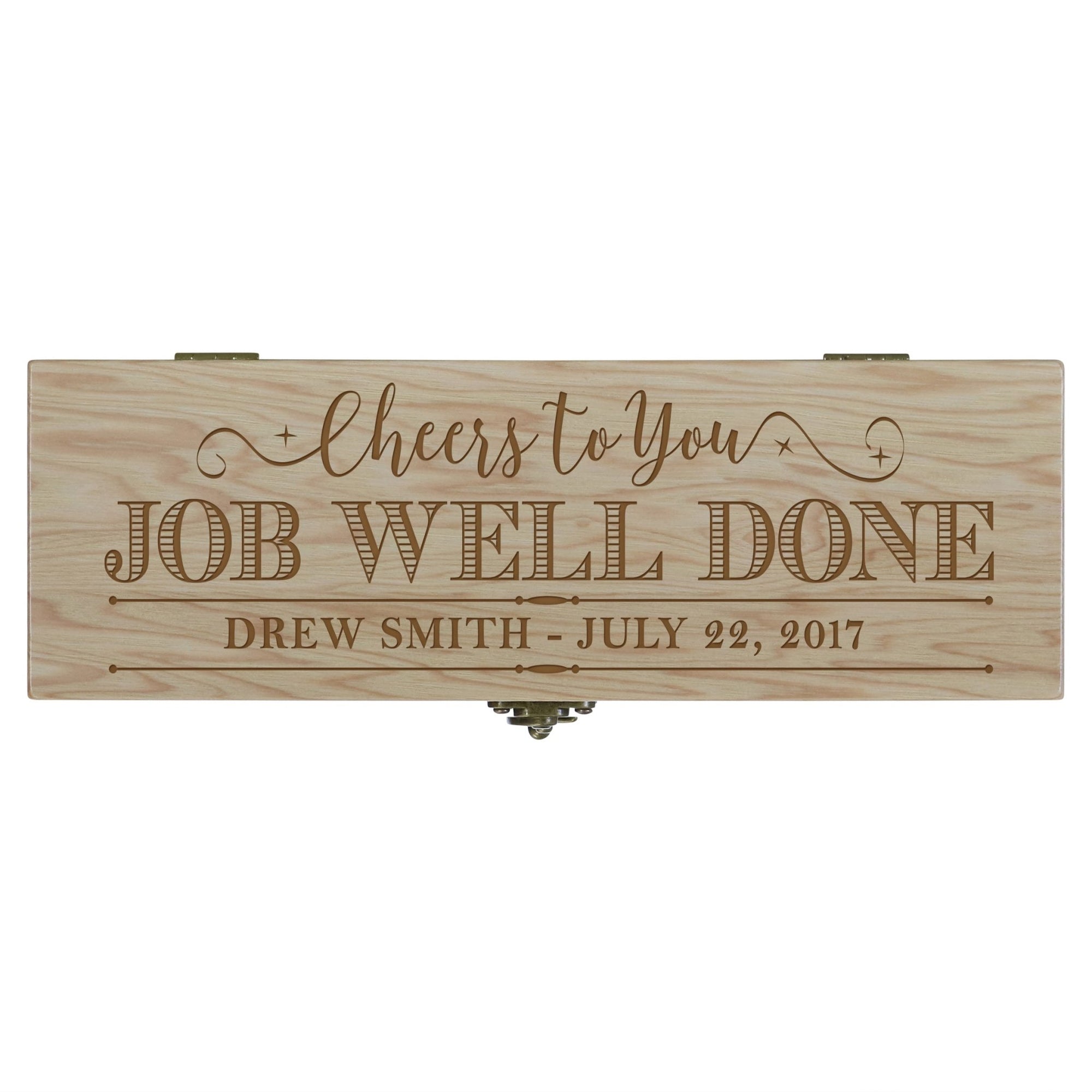 Personalized Retirement Wine Box with Latch - Job Well Done - LifeSong Milestones