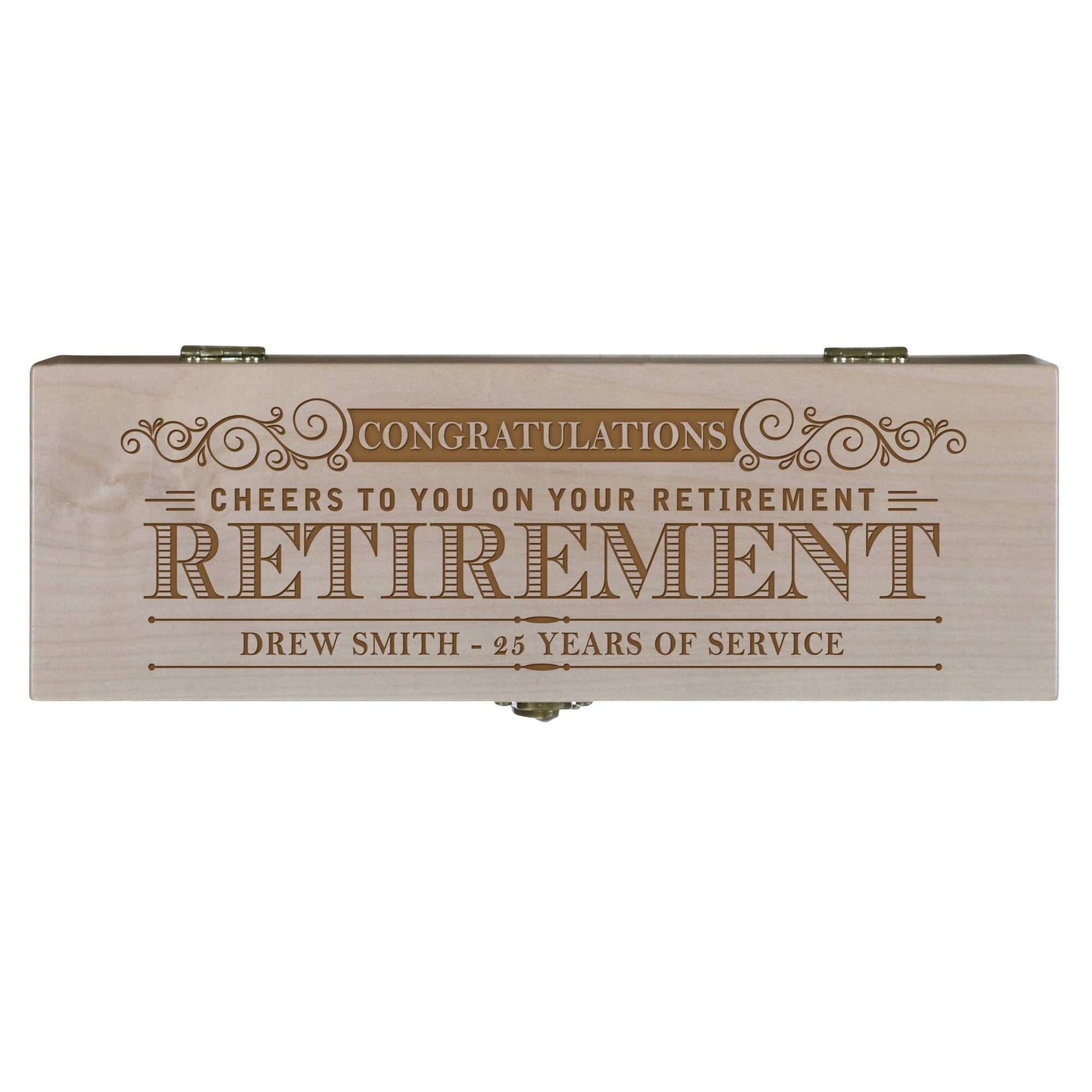 Personalized Retirement Wine Box with Latch - Retirement - LifeSong Milestones