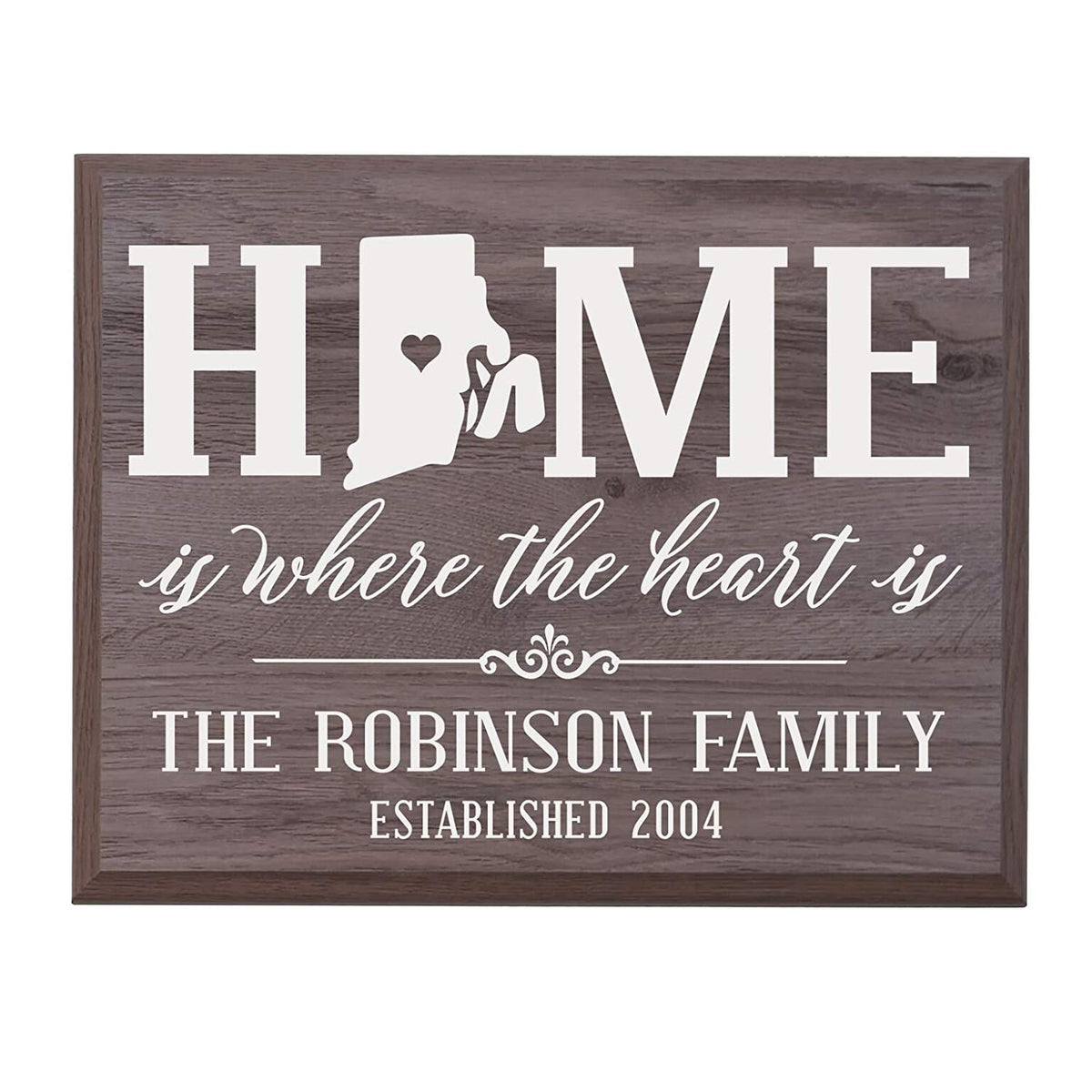 Personalized Rhode Island State Home is Where the heart is Sign - LifeSong Milestones