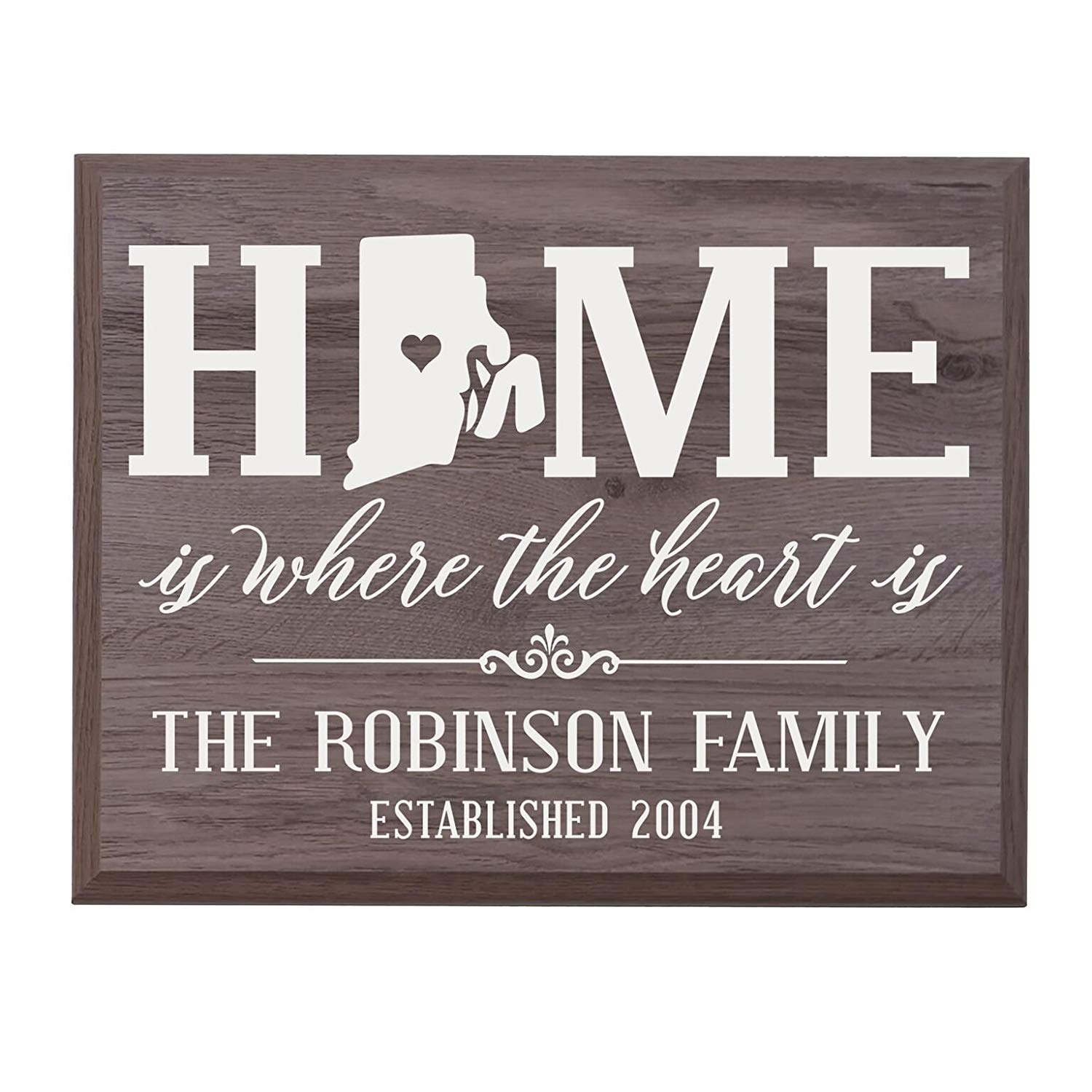Personalized Rhode Island State Home is Where the heart is Sign - LifeSong Milestones