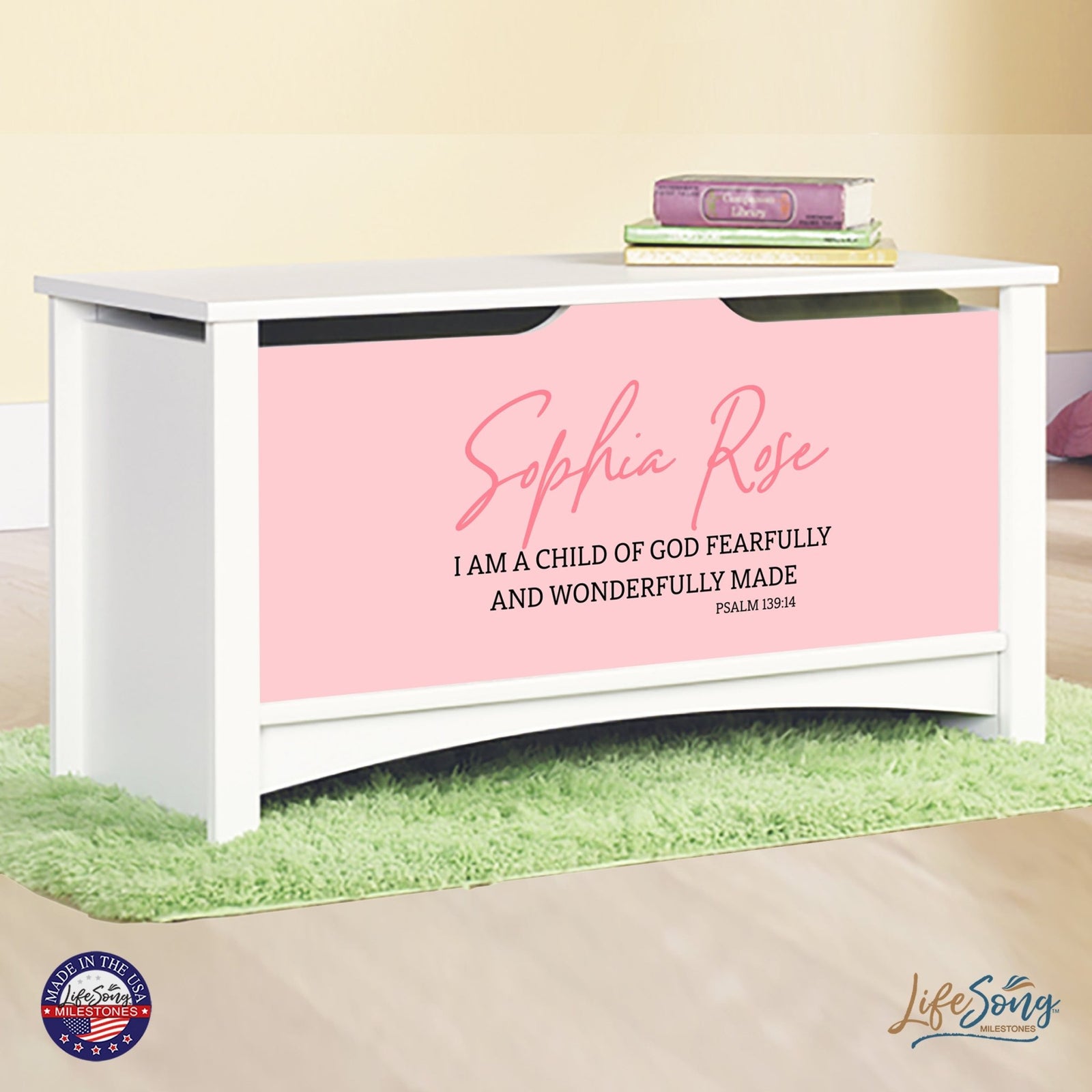 Personalized Room Organizer Toy Blanket Storage Chest Box - (BOYS AND GIRLS) - LifeSong Milestones