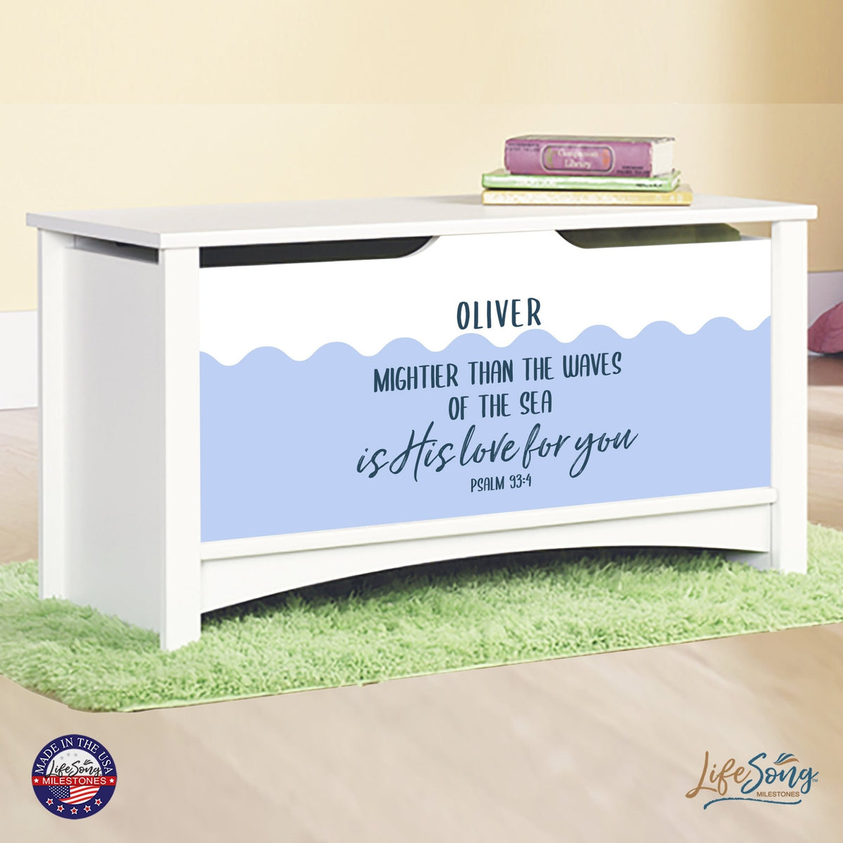 Personalized Room Organizer Toy Blanket Storage Chest Box - (BOYS AND GIRLS) - LifeSong Milestones