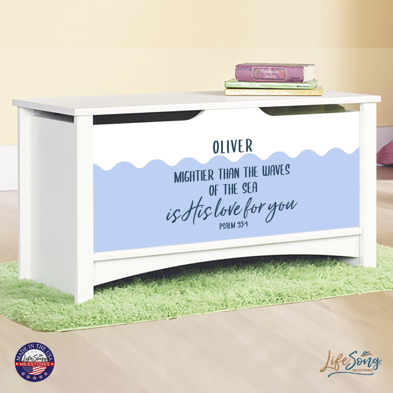 Personalized Room Organizer Toy Blanket Storage Chest Box - (BOYS AND GIRLS) - LifeSong Milestones