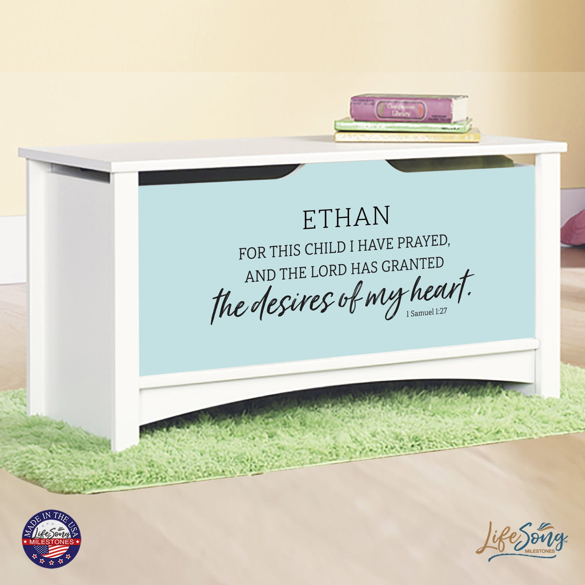 Personalized Room Organizer Toy Blanket Storage Chest Box - (BOYS AND GIRLS) - LifeSong Milestones