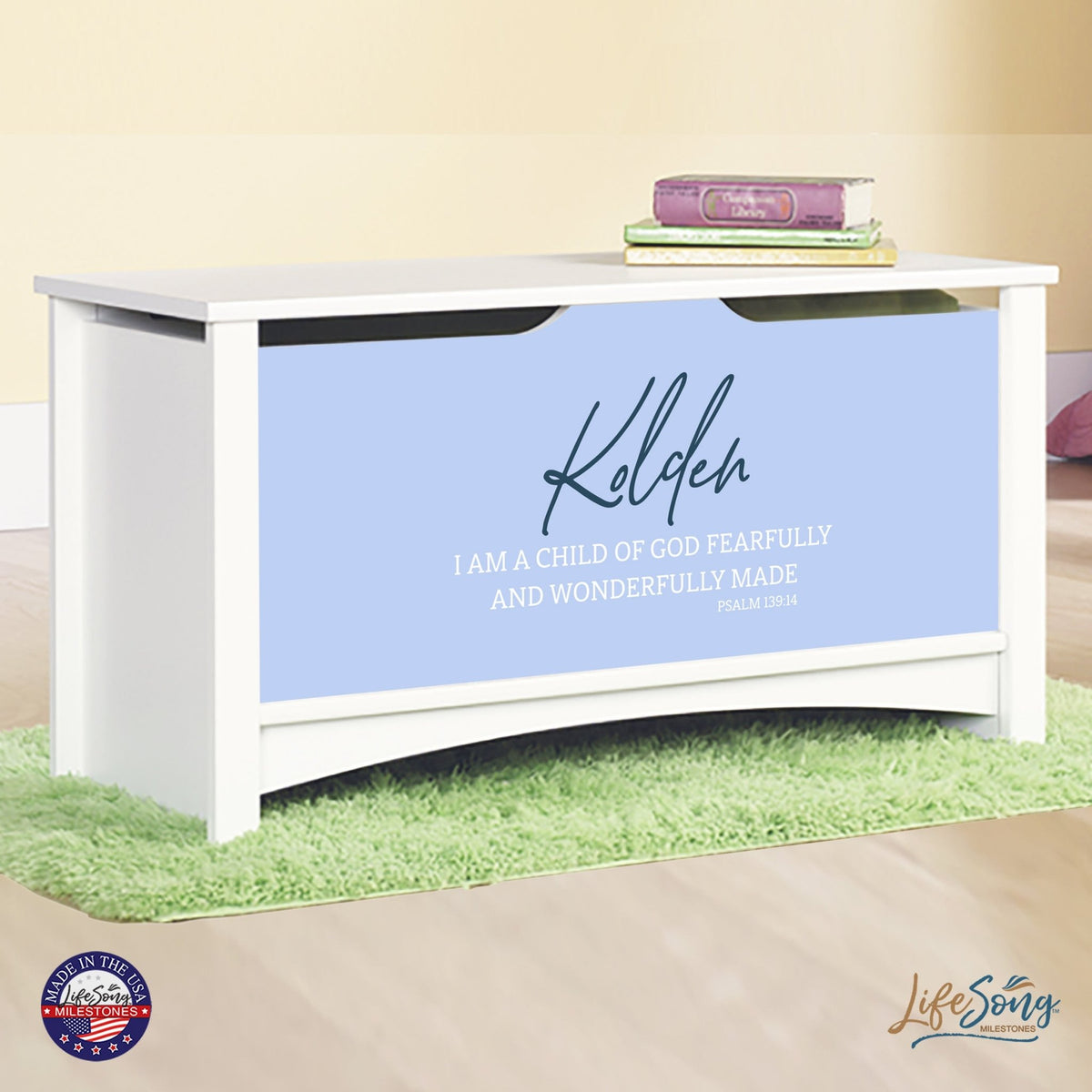 Personalized Room Organizer Toy Blanket Storage Chest Box - (BOYS AND GIRLS) - LifeSong Milestones