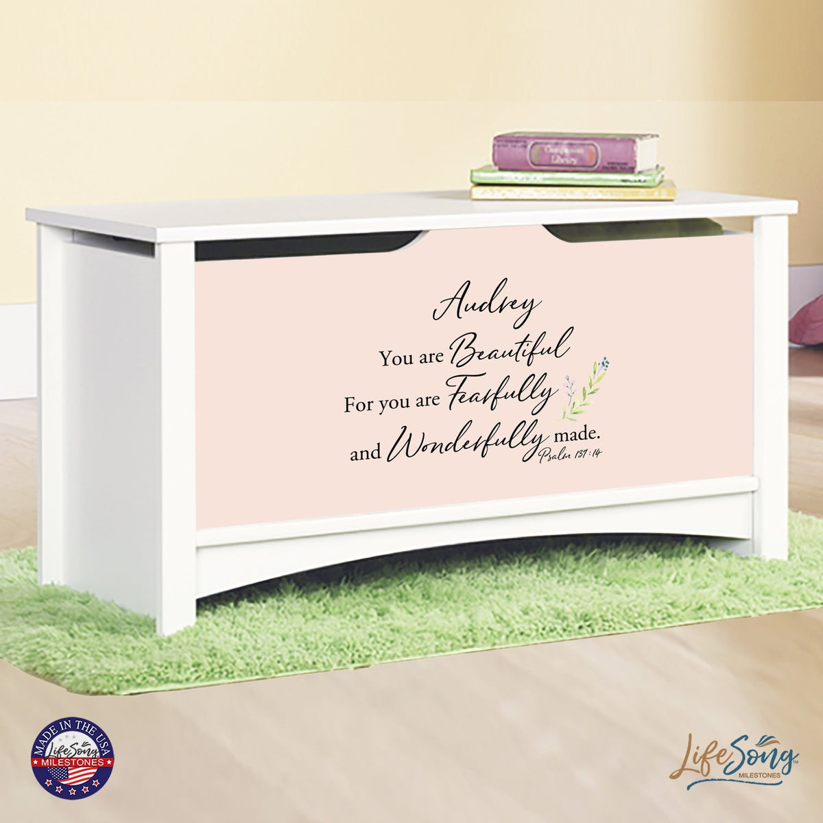 Personalized Room Organizer Toy Blanket Storage Chest Box - (BOYS AND GIRLS) - LifeSong Milestones
