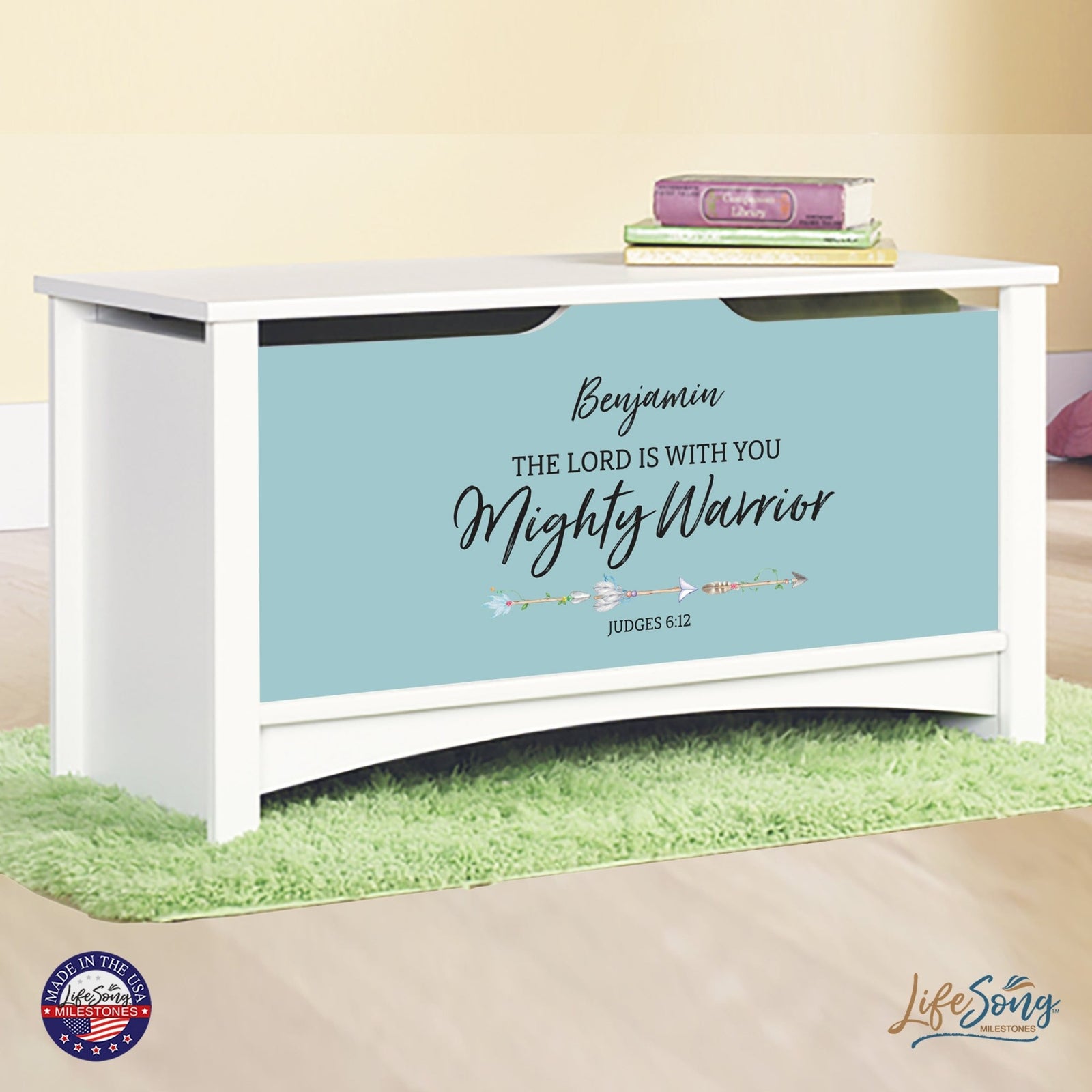 Personalized Room Organizer Toy Blanket Storage Chest Box - (BOYS AND GIRLS) - LifeSong Milestones