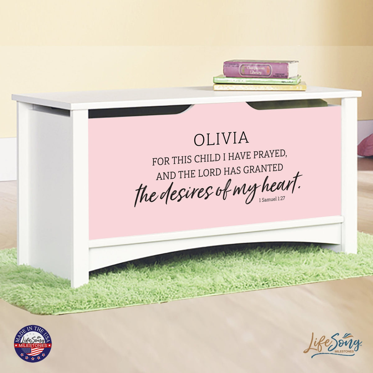 Personalized Room Organizer Toy Blanket Storage Chest Box - (BOYS AND GIRLS) - LifeSong Milestones