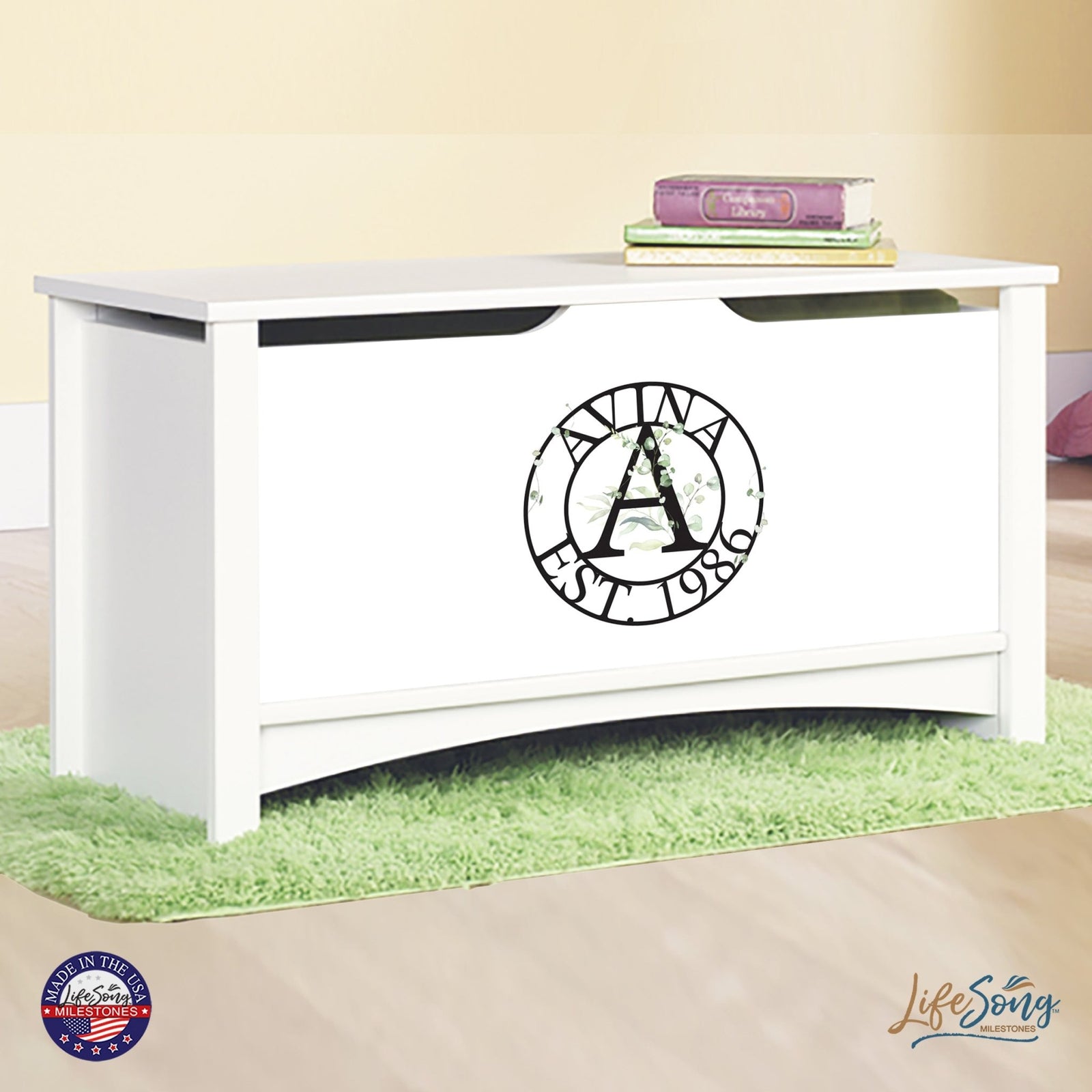 Personalized Room Organizer Toy Blanket Storage Chest Box - (FAMILY) - LifeSong Milestones