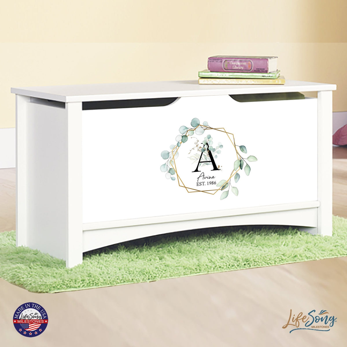 Personalized Room Organizer Toy Blanket Storage Chest Box - (FAMILY) - LifeSong Milestones